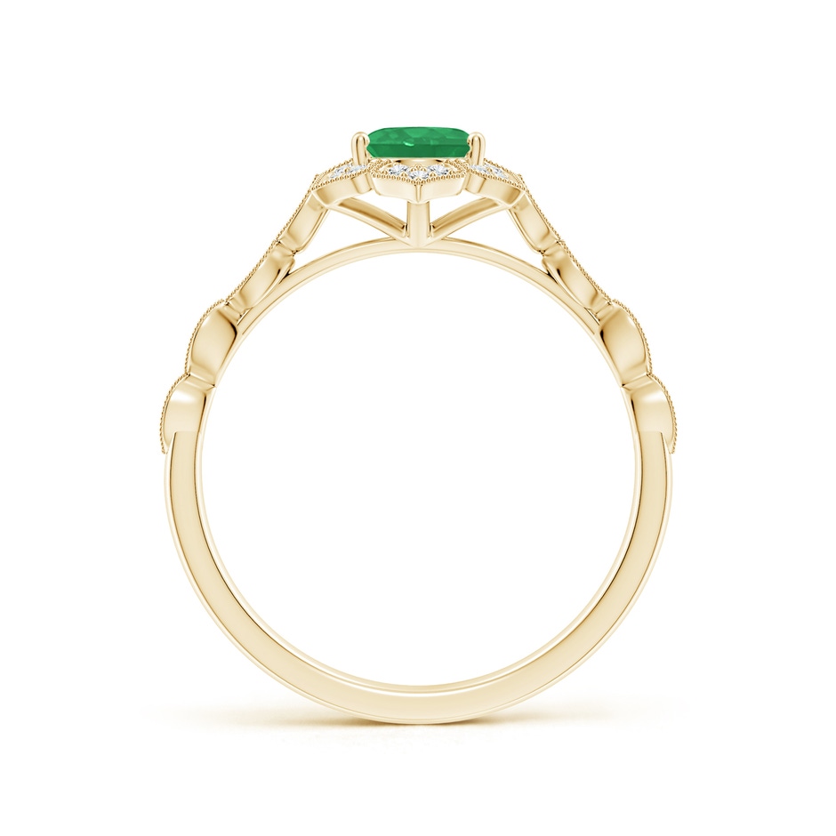 7x5mm A Oval Emerald Trillium Floral Shank Ring in Yellow Gold side-1