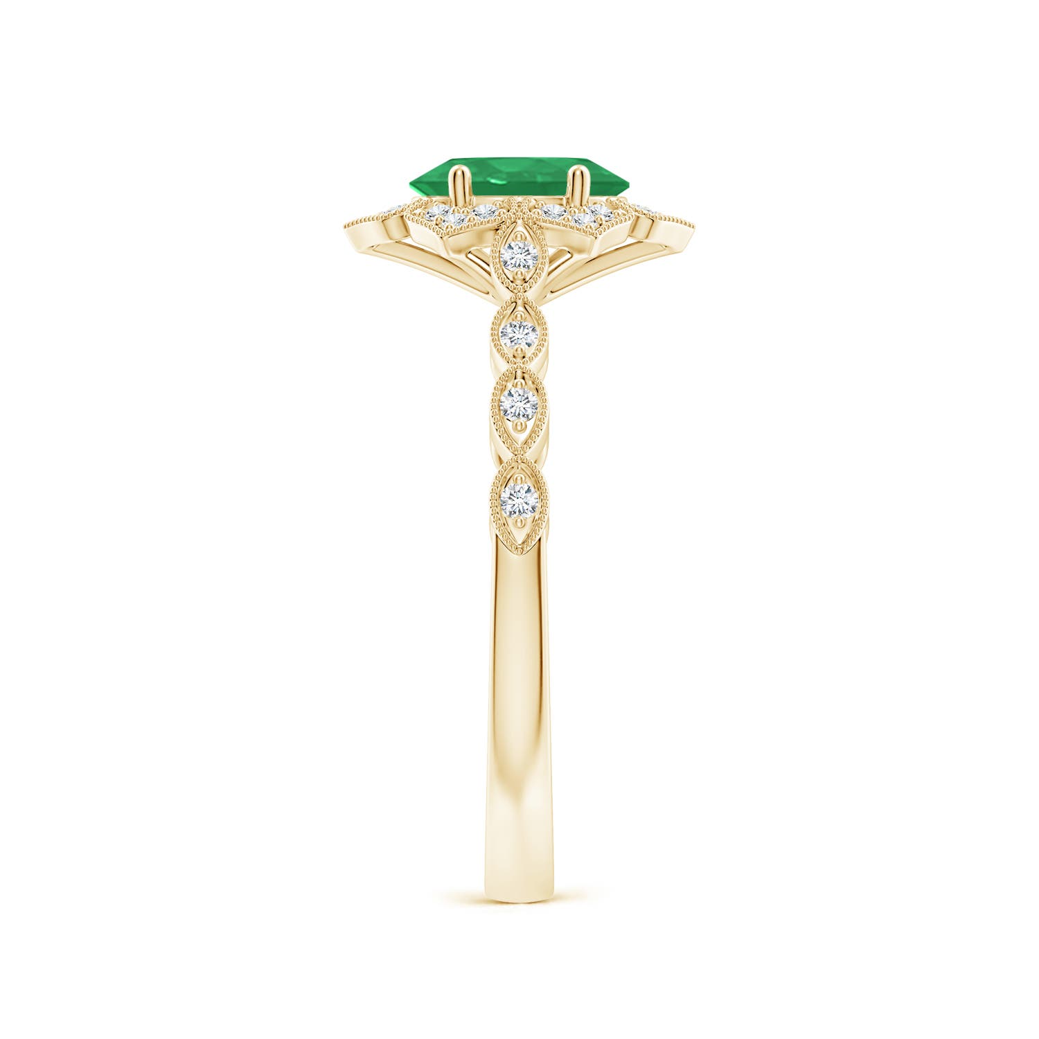 A - Emerald / 0.8 CT / 14 KT Yellow Gold