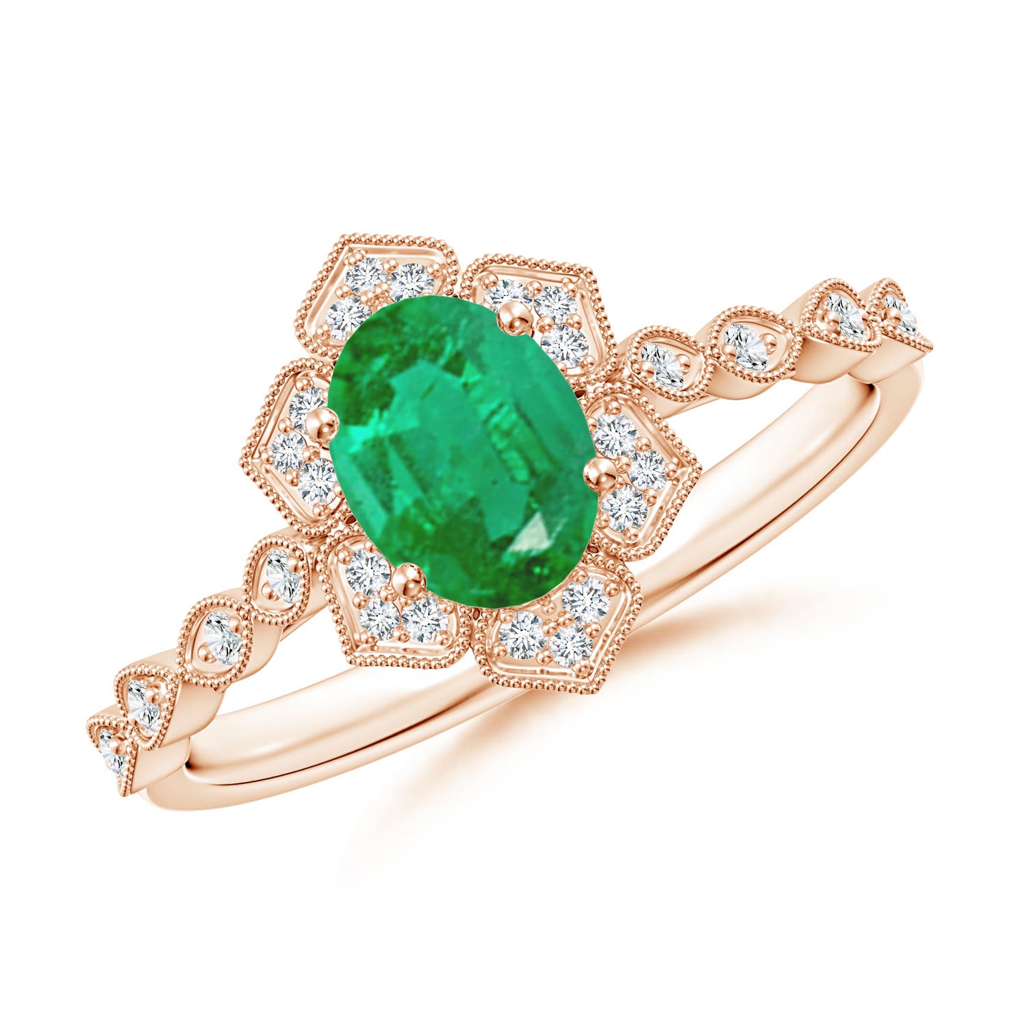 AA - Emerald / 0.8 CT / 14 KT Rose Gold