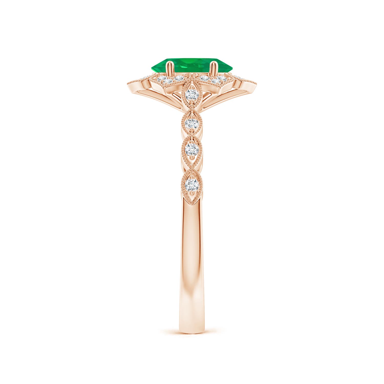 AA - Emerald / 0.8 CT / 14 KT Rose Gold