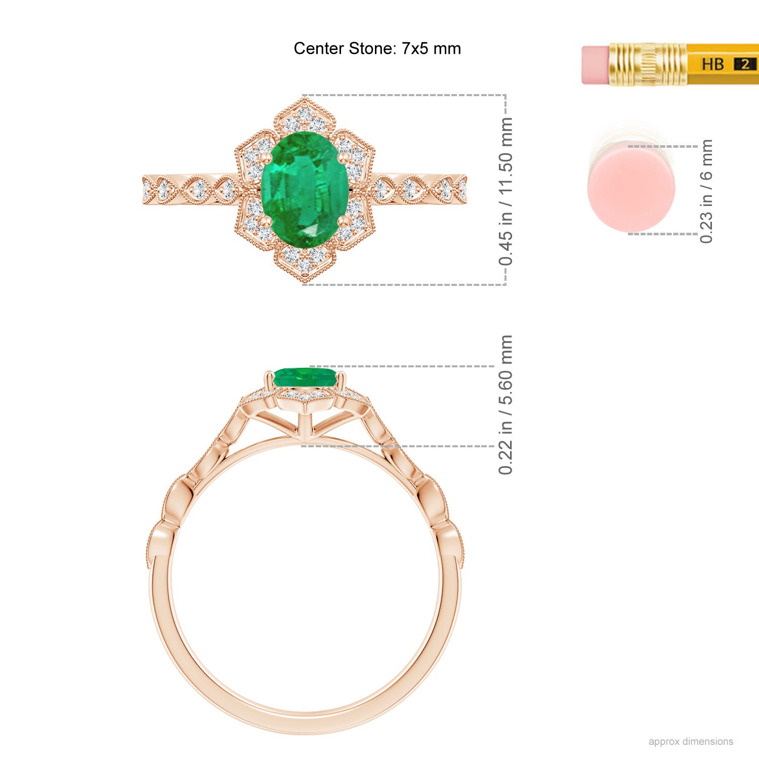 AA - Emerald / 0.8 CT / 14 KT Rose Gold