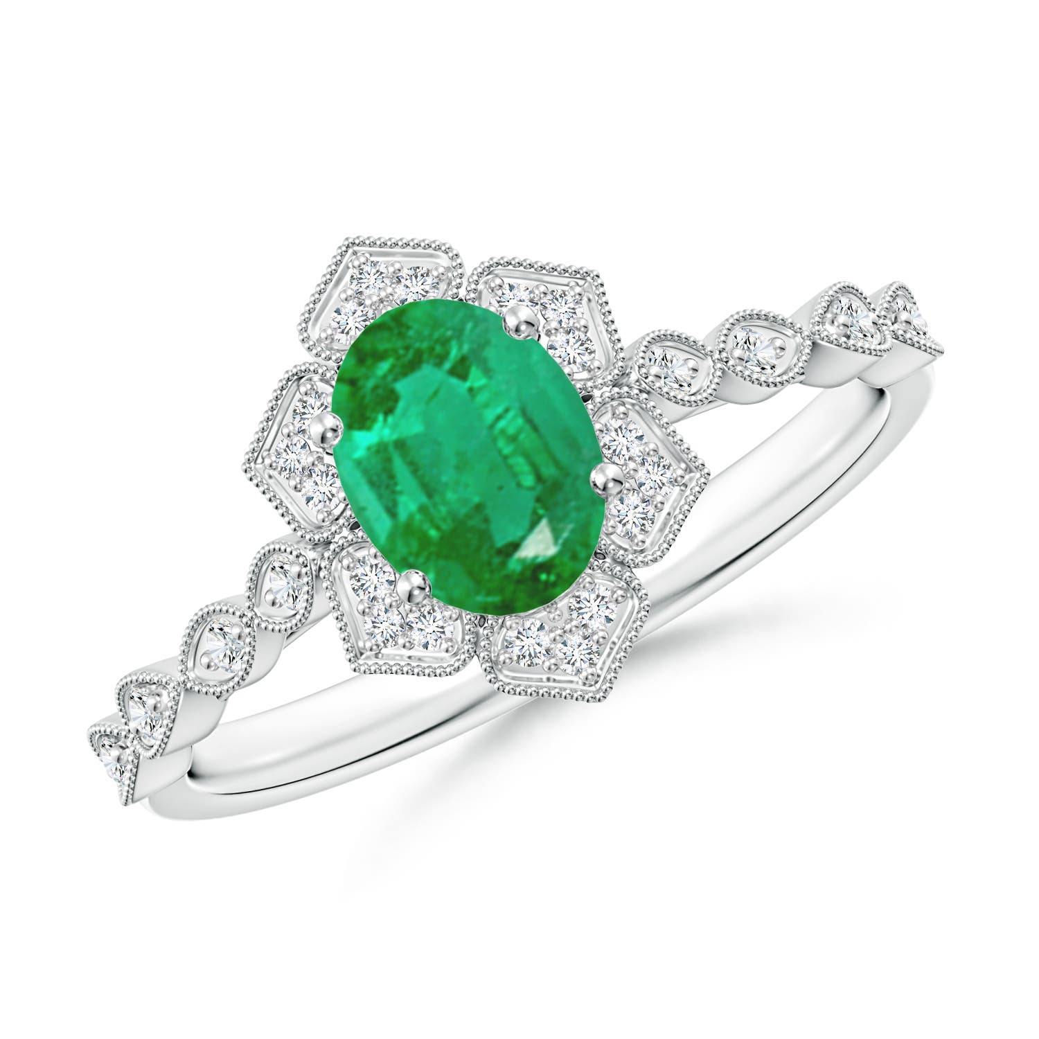 AA - Emerald / 0.8 CT / 14 KT White Gold