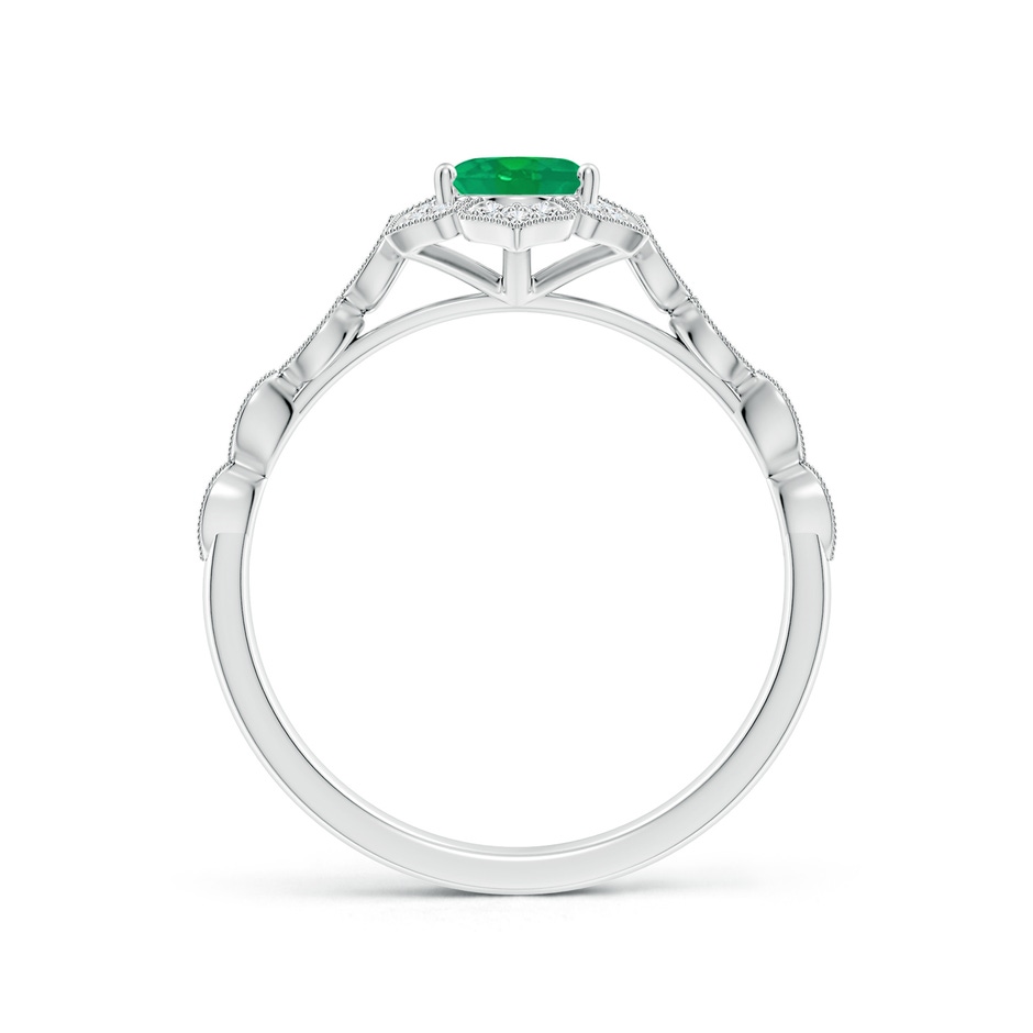 7x5mm AA Oval Emerald Trillium Floral Shank Ring in White Gold side-1