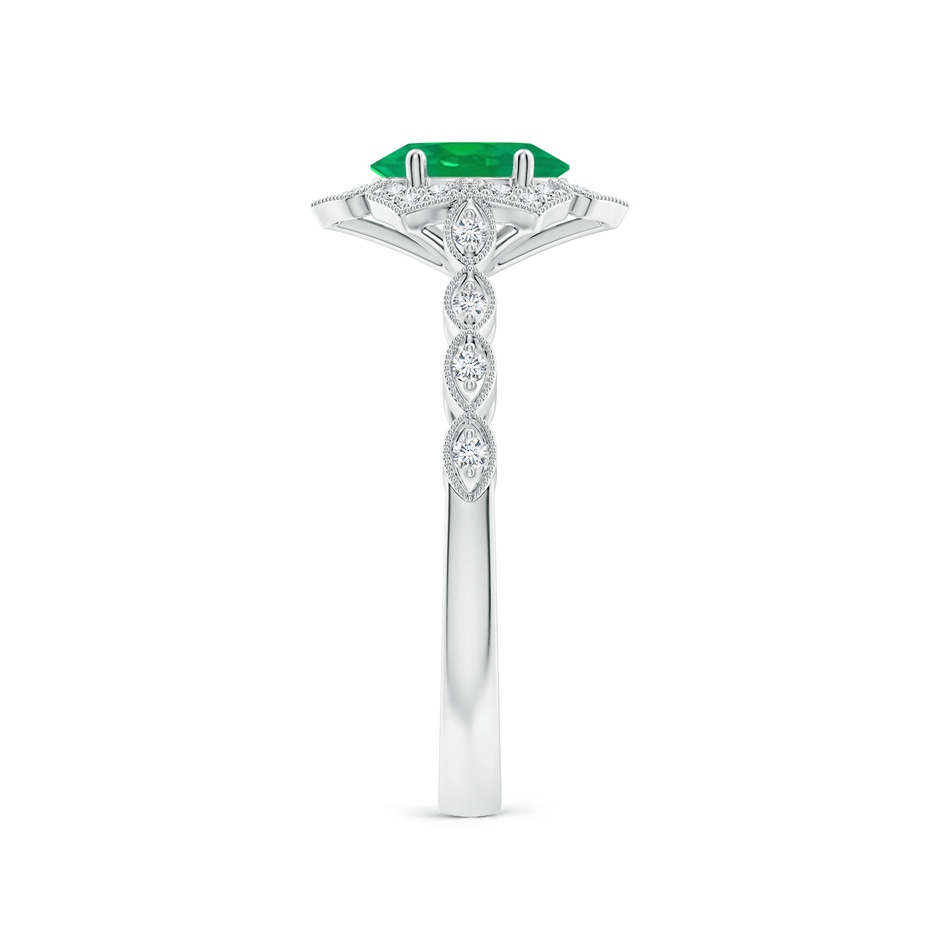 7x5mm AA Oval Emerald Trillium Floral Shank Ring in White Gold side-2
