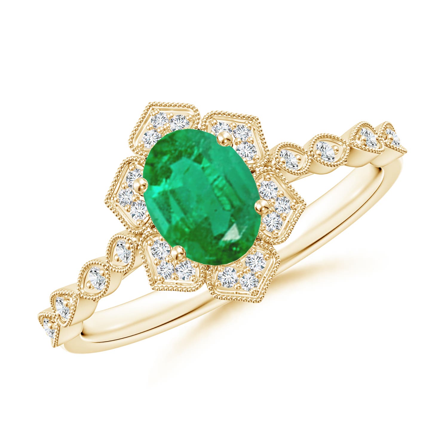 AA - Emerald / 0.8 CT / 14 KT Yellow Gold