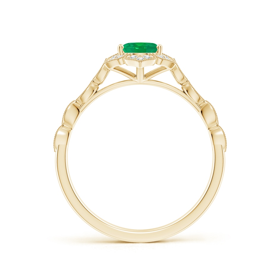 7x5mm AA Oval Emerald Trillium Floral Shank Ring in Yellow Gold side-1