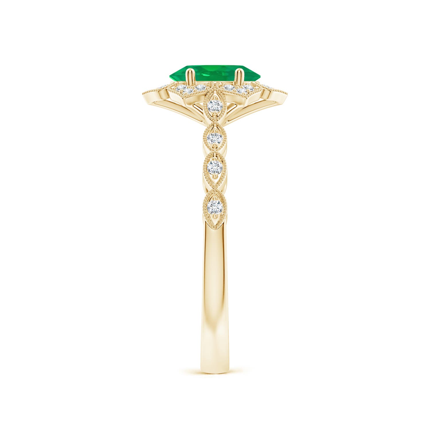 AA - Emerald / 0.8 CT / 14 KT Yellow Gold