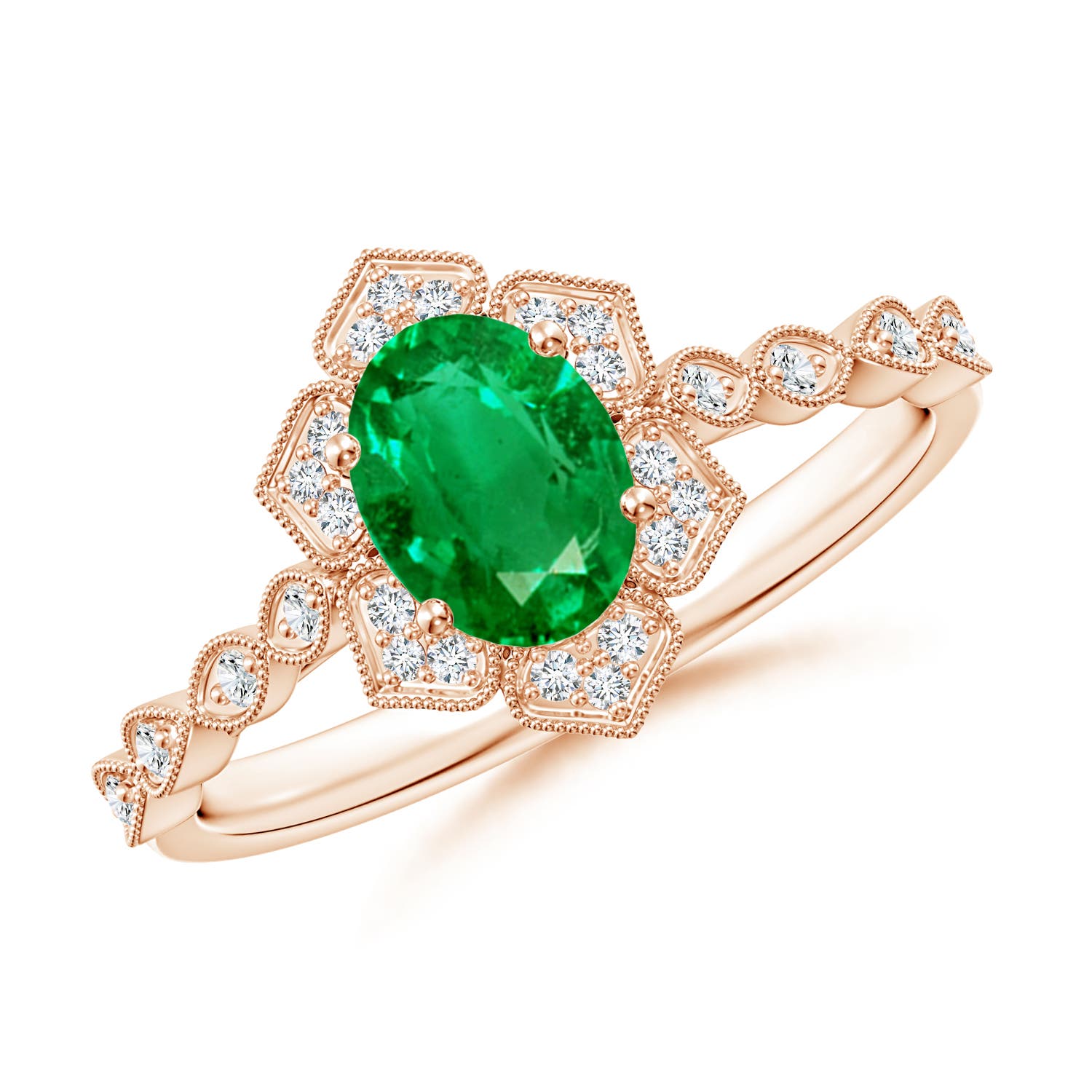 AAA - Emerald / 0.8 CT / 14 KT Rose Gold