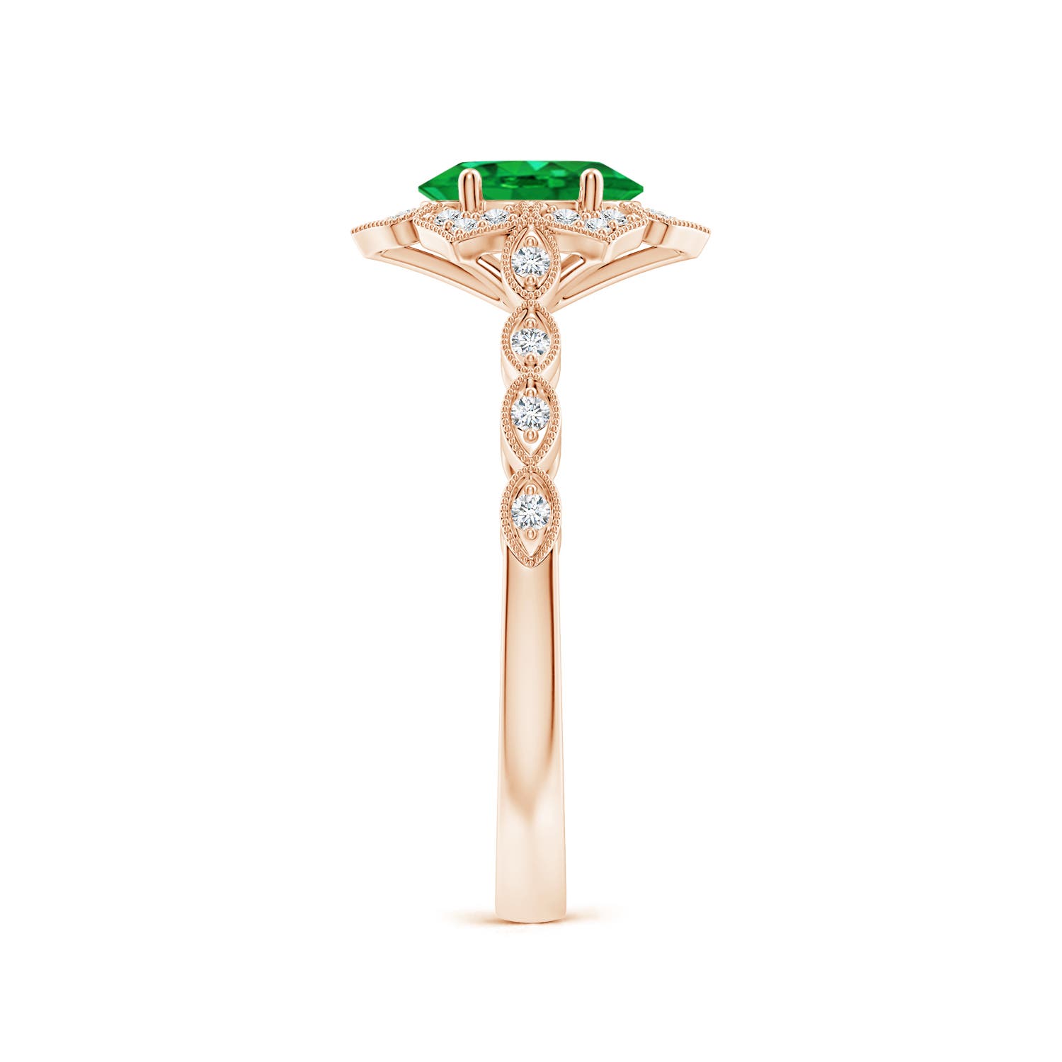 AAA - Emerald / 0.8 CT / 14 KT Rose Gold