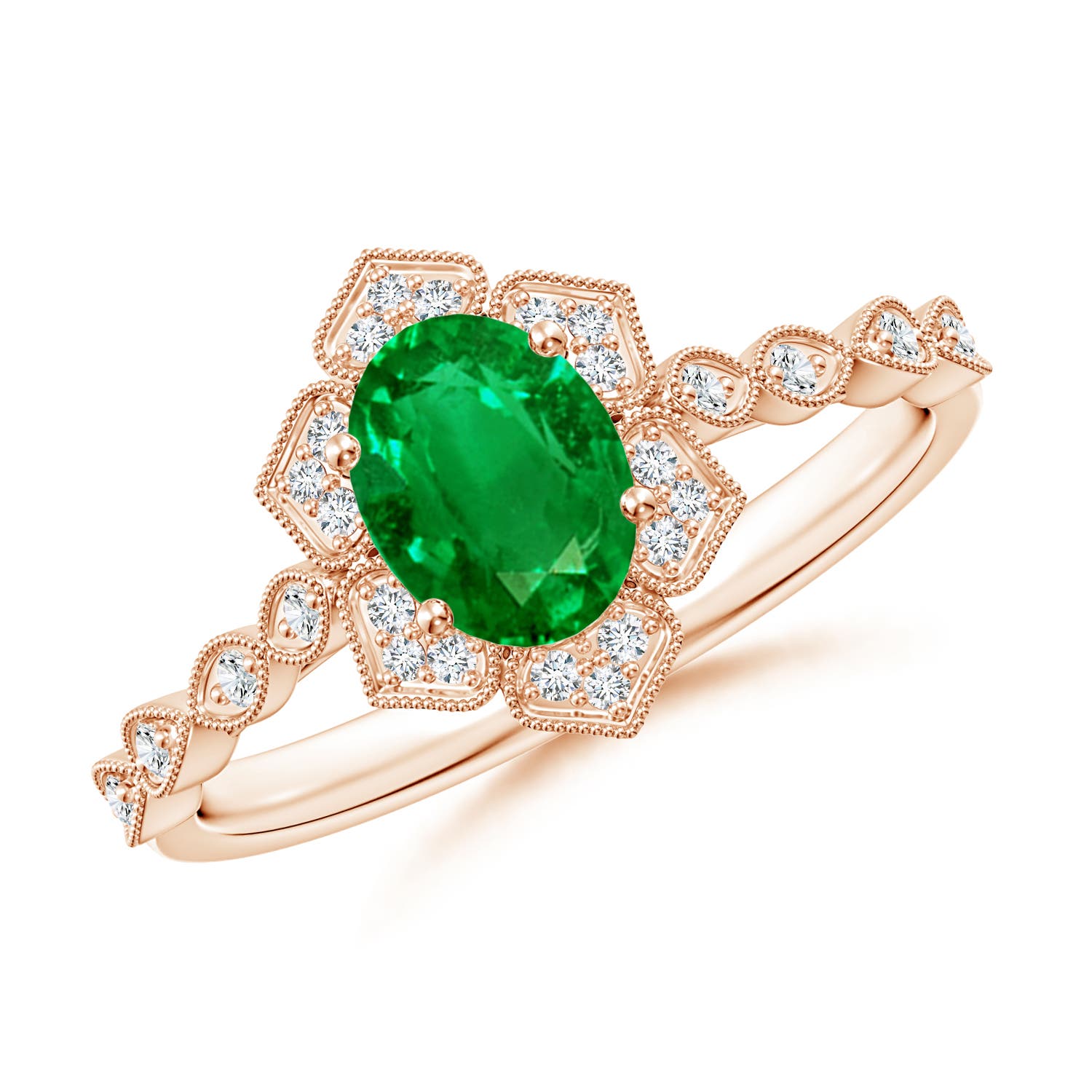 AAAA - Emerald / 0.8 CT / 14 KT Rose Gold