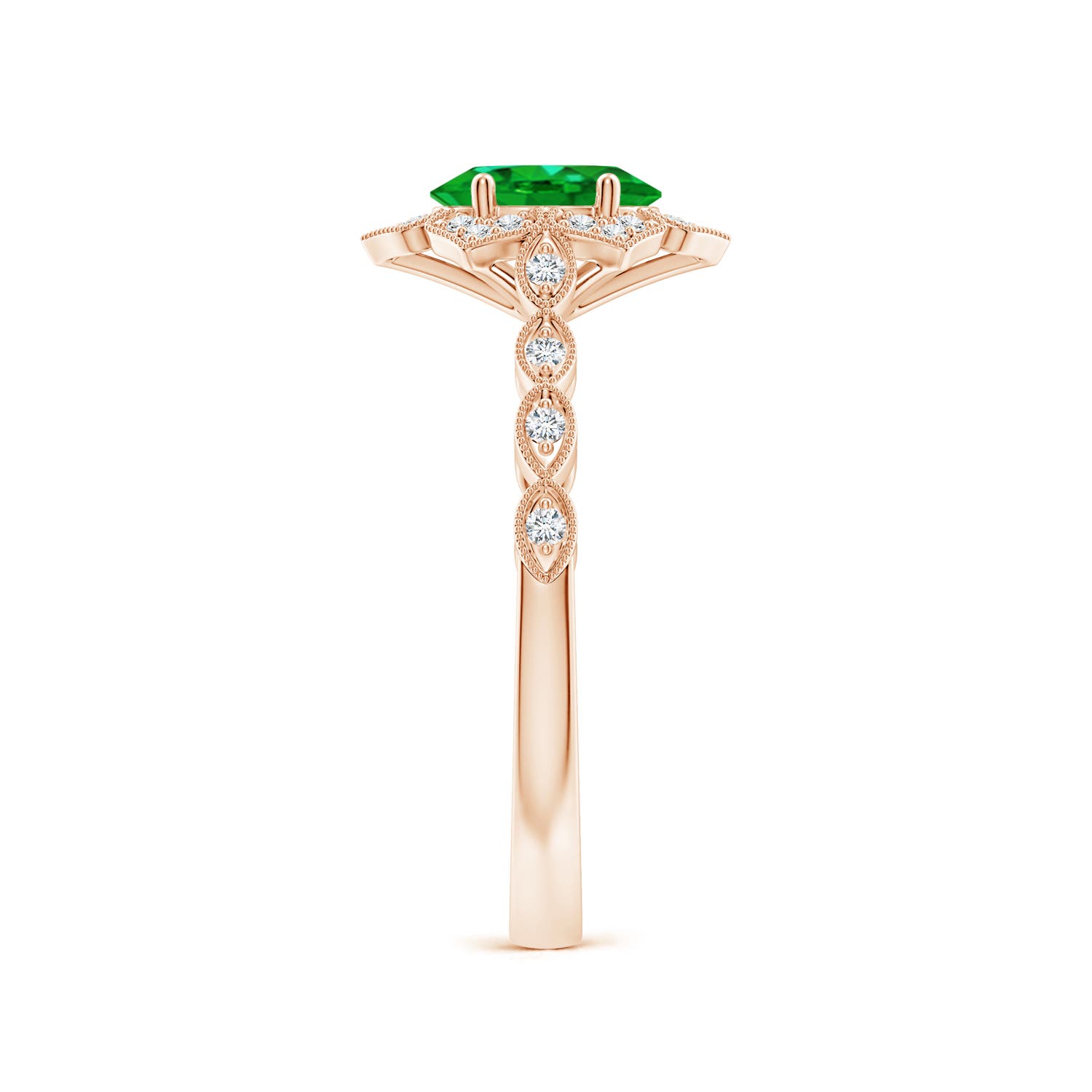 AAAA - Emerald / 0.8 CT / 14 KT Rose Gold