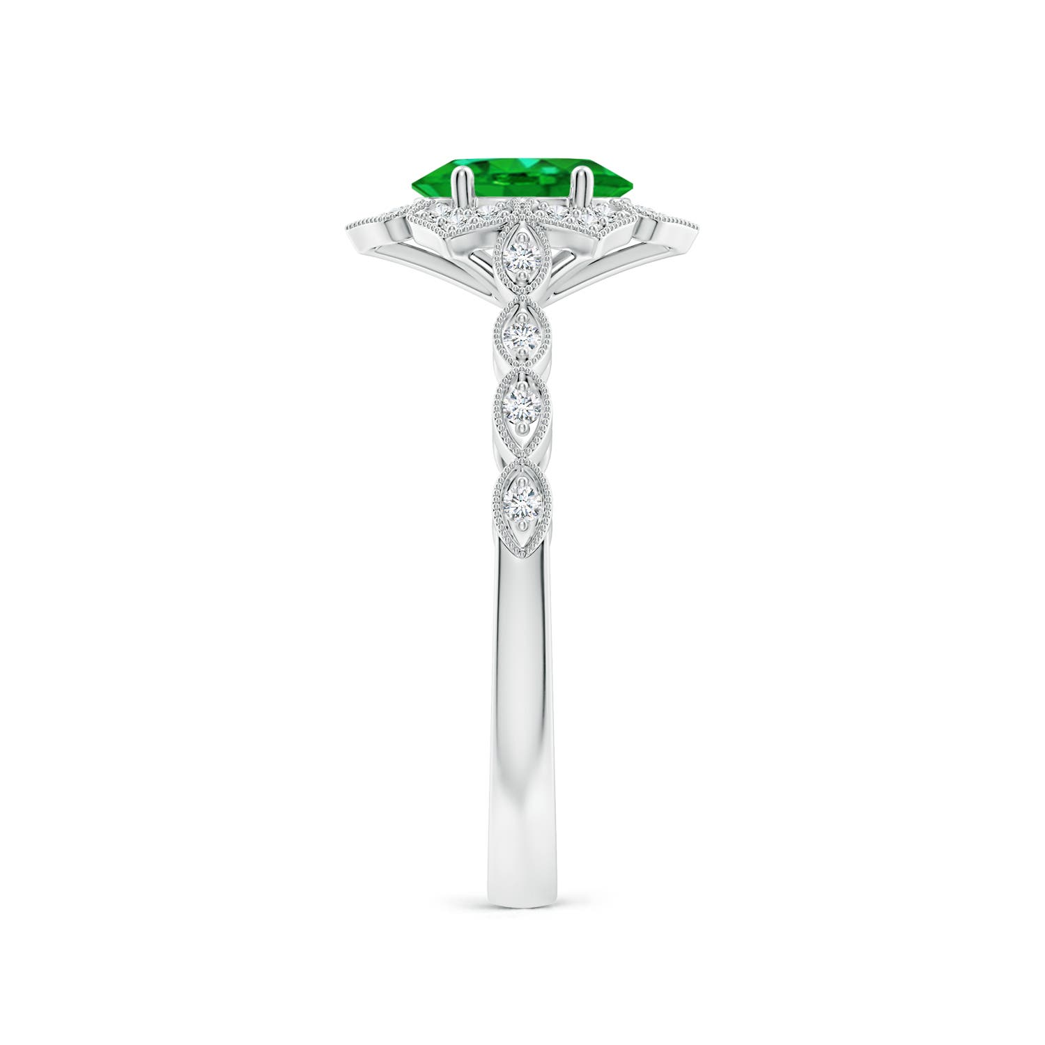 AAAA - Emerald / 0.8 CT / 14 KT White Gold