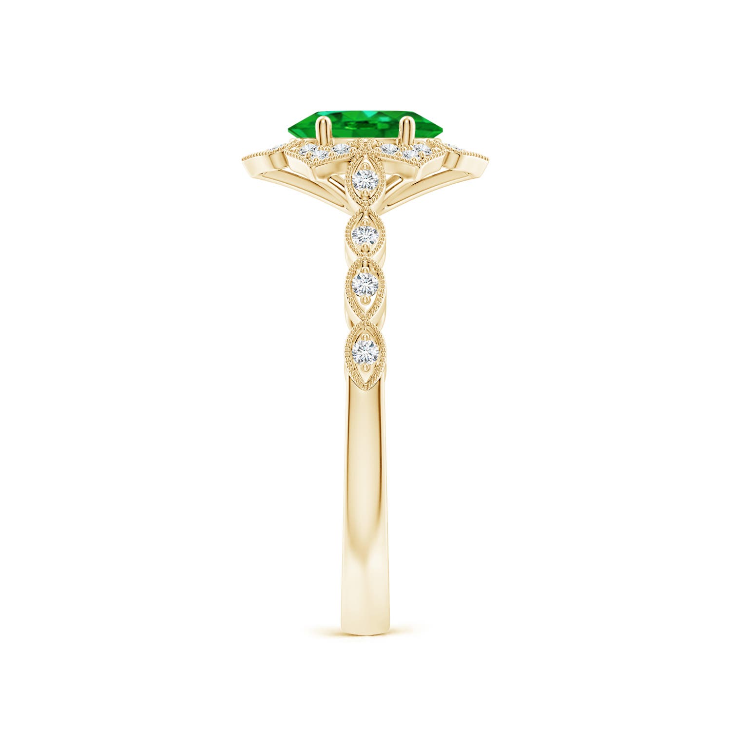 AAAA - Emerald / 0.8 CT / 14 KT Yellow Gold