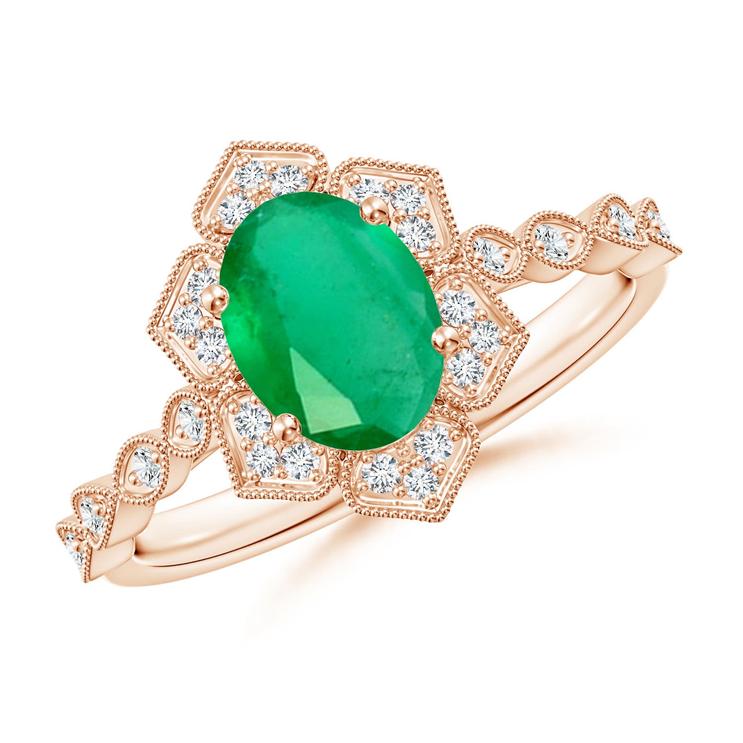 A - Emerald / 1.28 CT / 14 KT Rose Gold