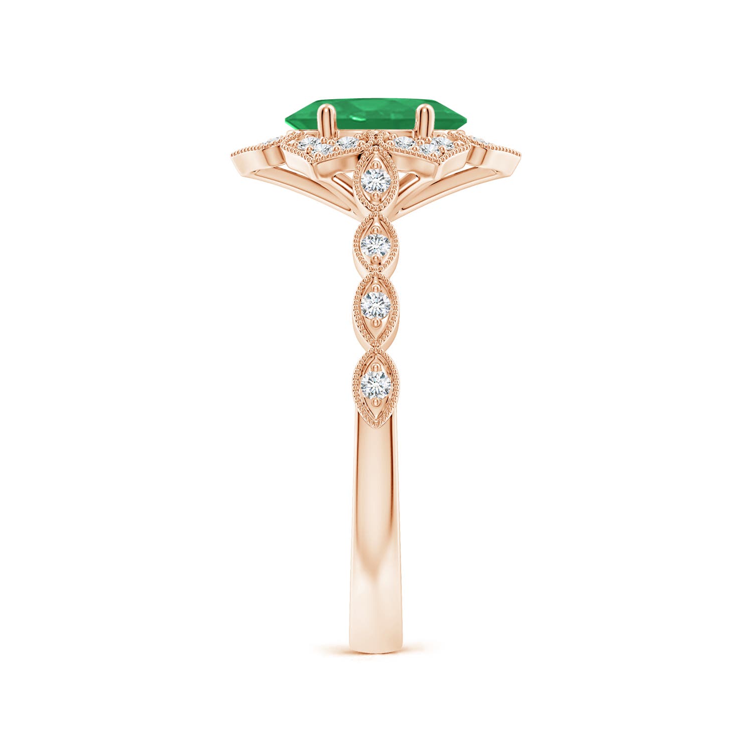 A - Emerald / 1.28 CT / 14 KT Rose Gold