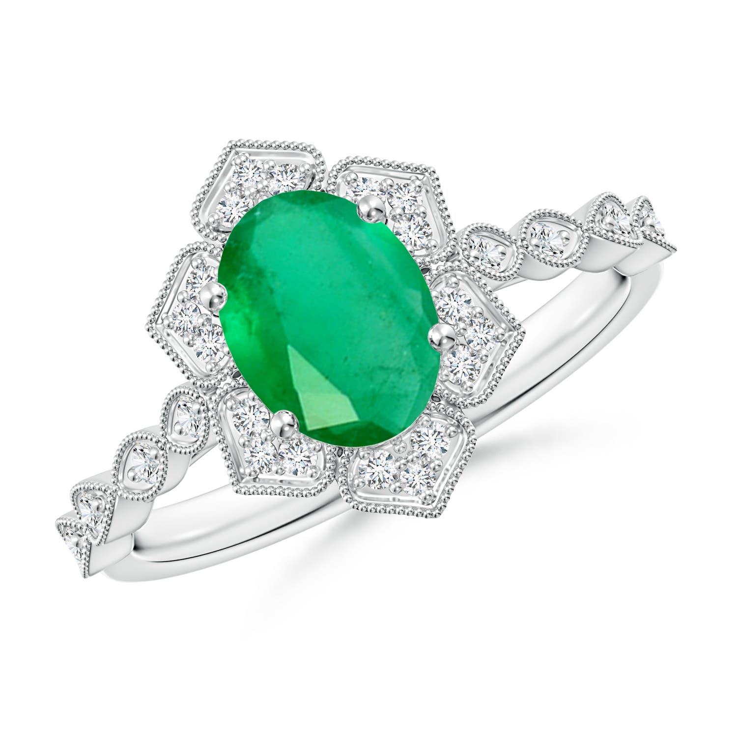 A - Emerald / 1.28 CT / 14 KT White Gold