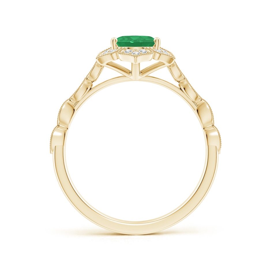 8x6mm A Oval Emerald Trillium Floral Shank Ring in Yellow Gold side-1