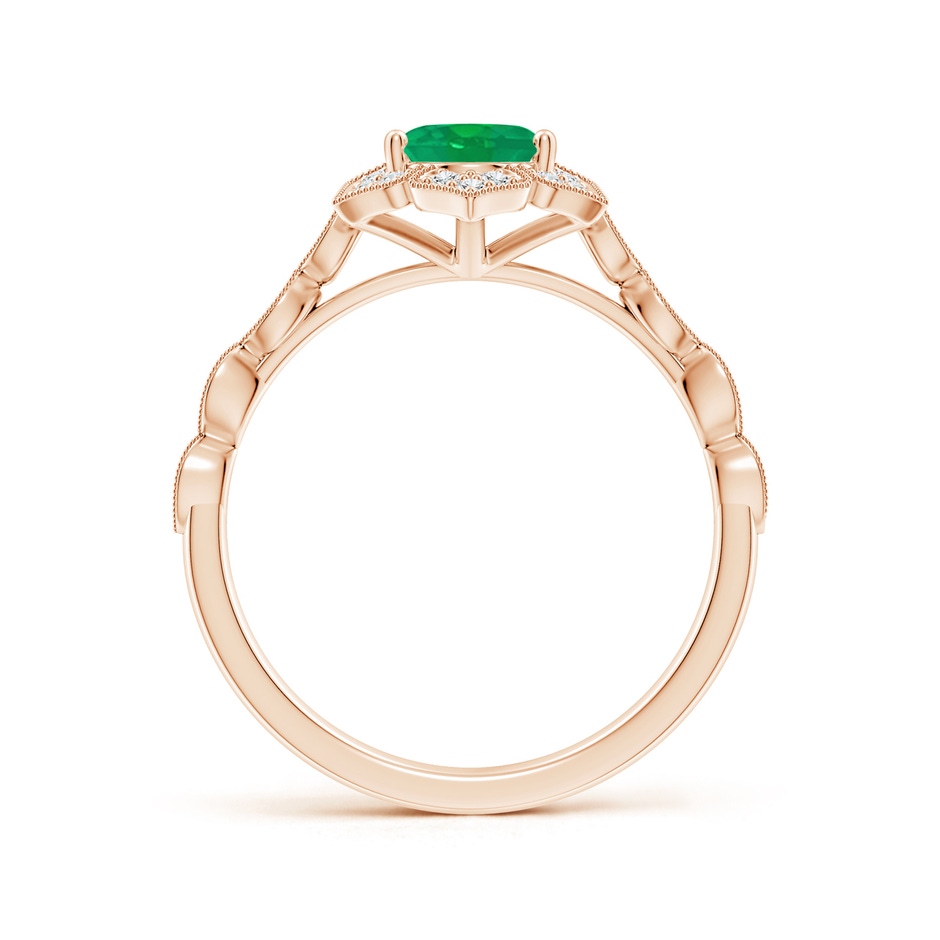 8x6mm AA Oval Emerald Trillium Floral Shank Ring in Rose Gold side-1