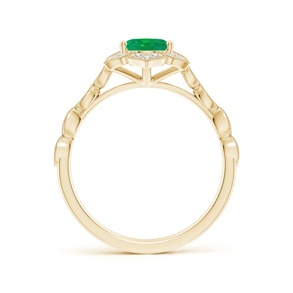 8x6mm AA Oval Emerald Trillium Floral Shank Ring in Yellow Gold side-1