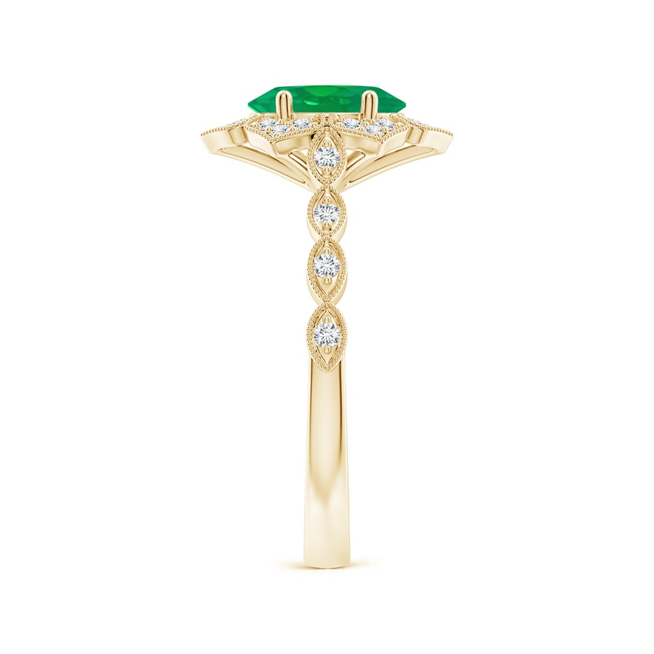 8x6mm AA Oval Emerald Trillium Floral Shank Ring in Yellow Gold side-2