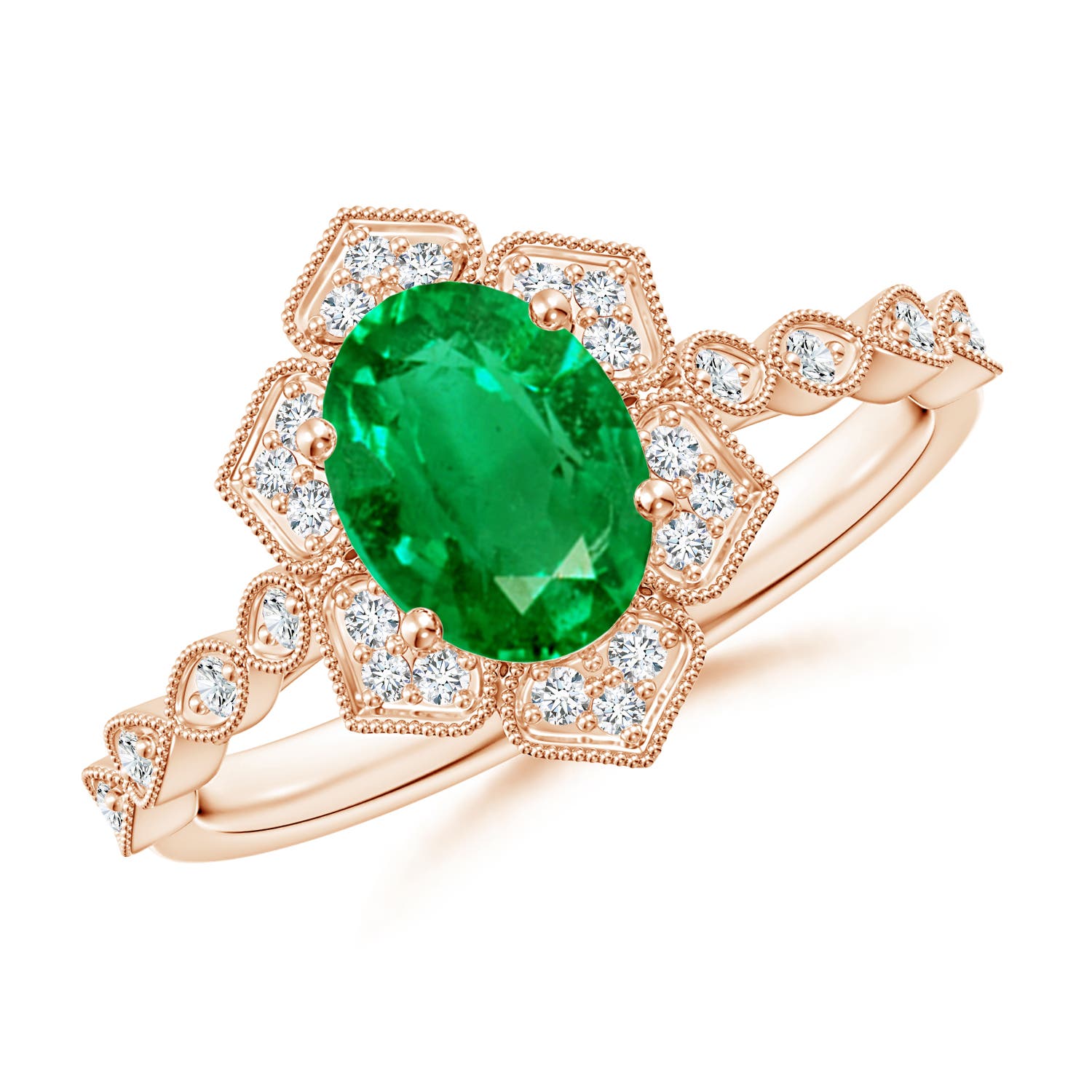 AAA - Emerald / 1.28 CT / 14 KT Rose Gold