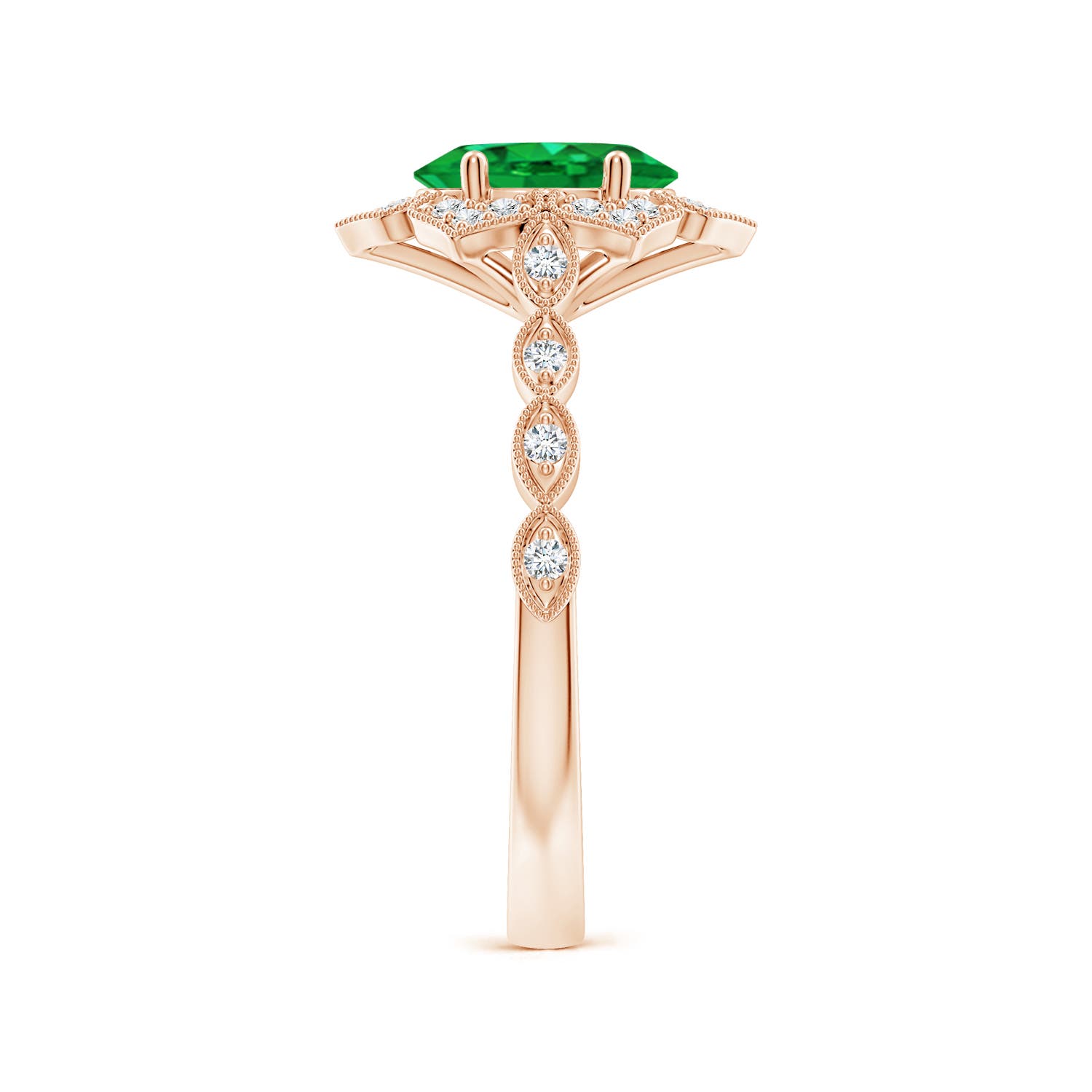 AAA - Emerald / 1.28 CT / 14 KT Rose Gold