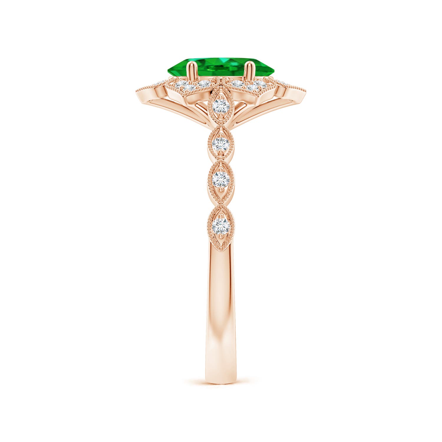 AAAA - Emerald / 1.28 CT / 14 KT Rose Gold