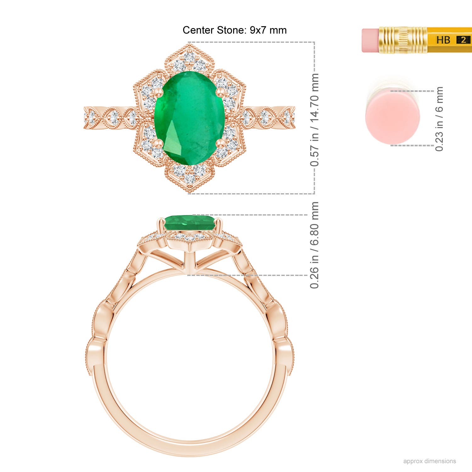 A - Emerald / 1.76 CT / 14 KT Rose Gold