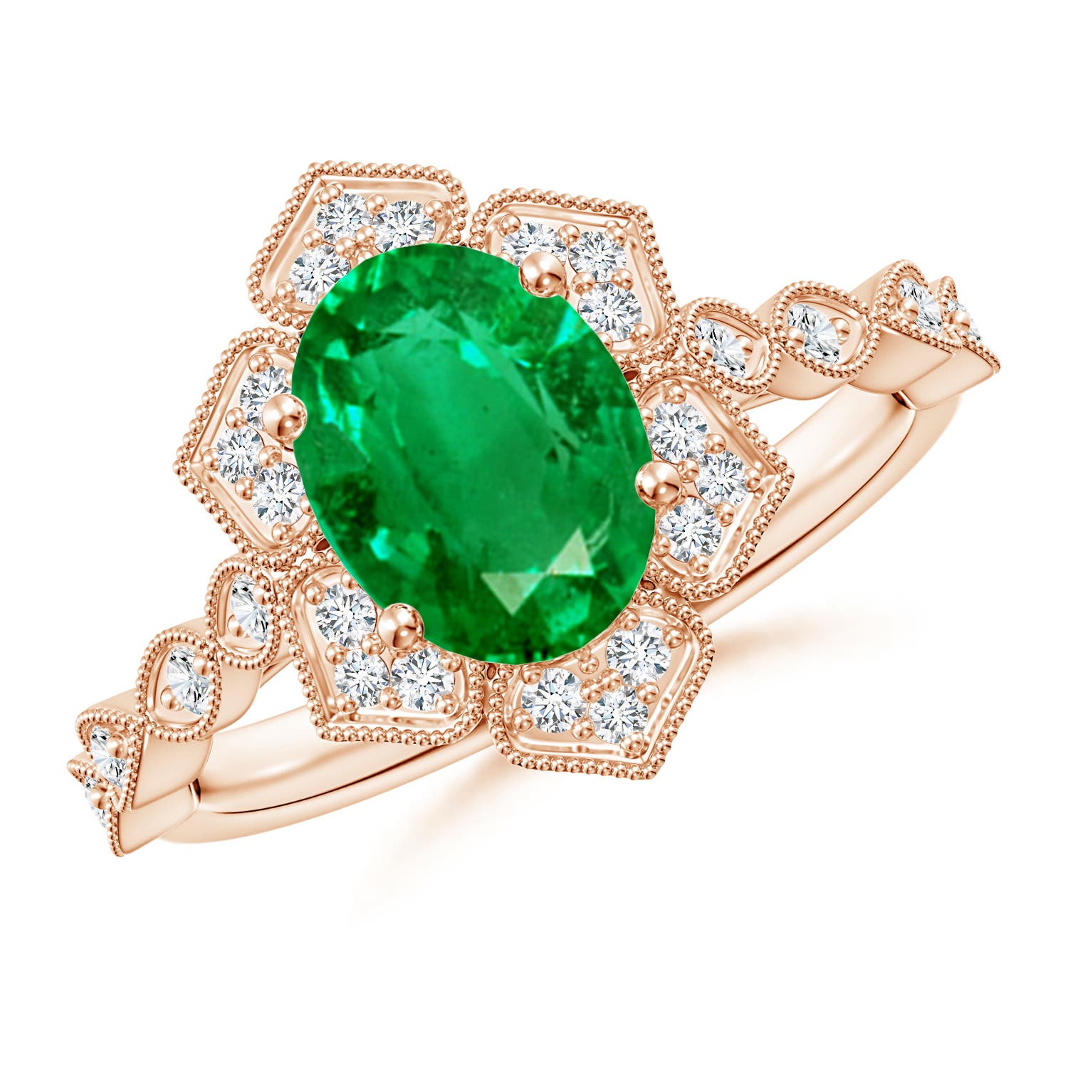 AAA - Emerald / 1.76 CT / 14 KT Rose Gold