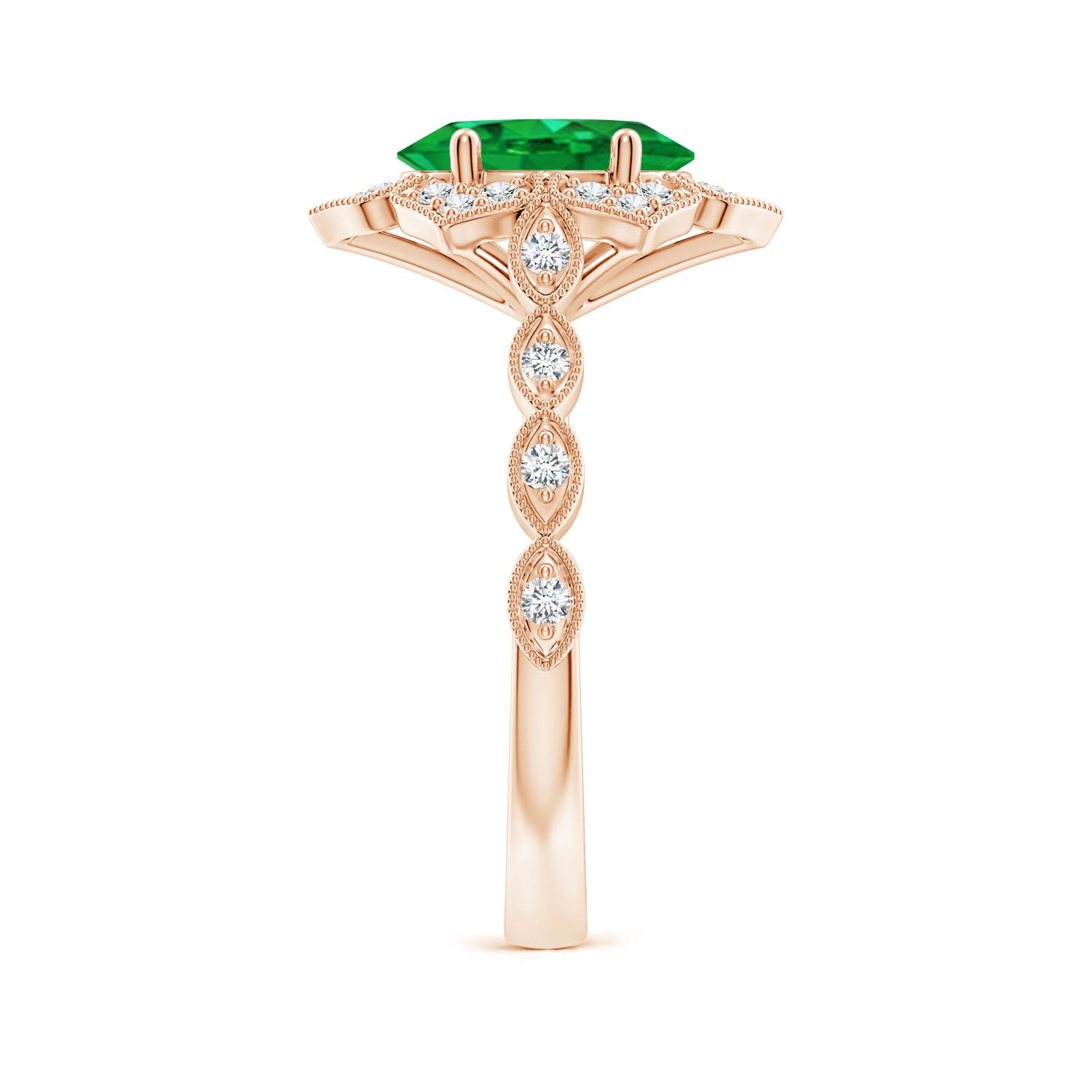 AAA - Emerald / 1.76 CT / 14 KT Rose Gold