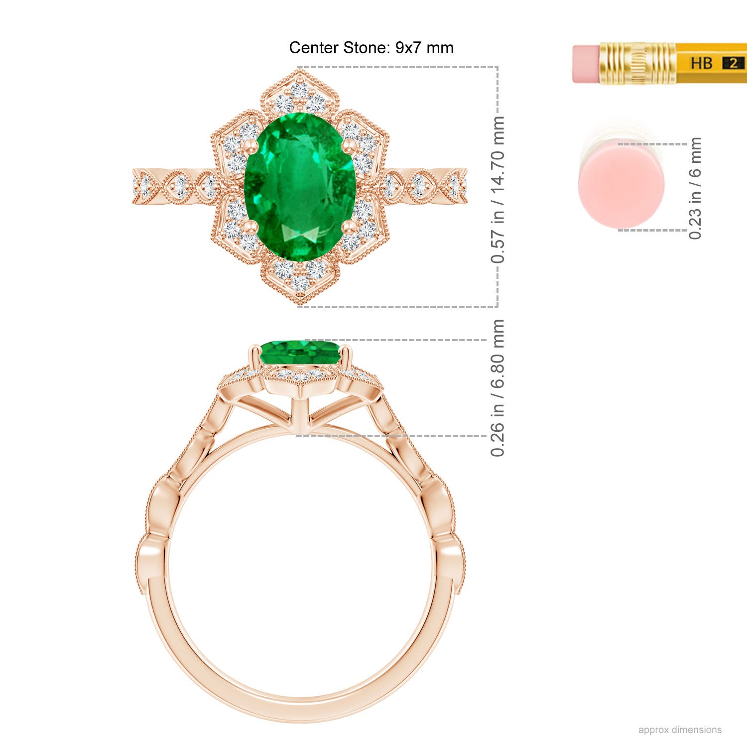 AAA - Emerald / 1.76 CT / 14 KT Rose Gold