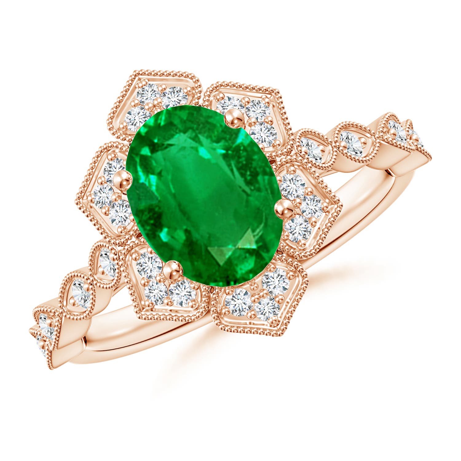 AAAA - Emerald / 1.76 CT / 14 KT Rose Gold