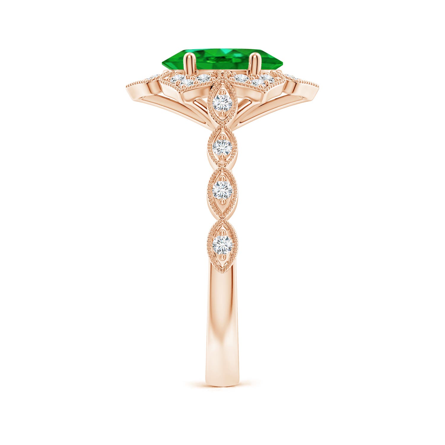 AAAA - Emerald / 1.76 CT / 14 KT Rose Gold