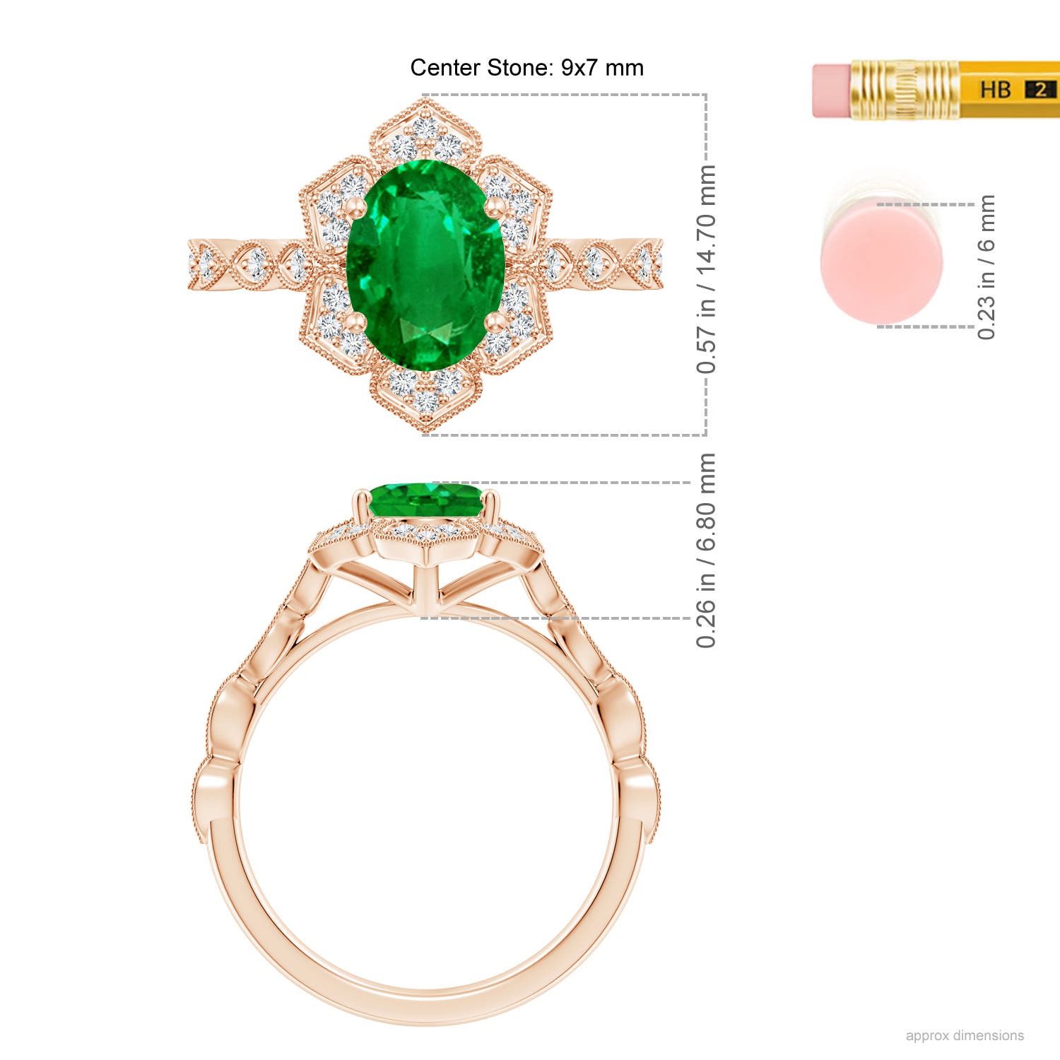 AAAA - Emerald / 1.76 CT / 14 KT Rose Gold