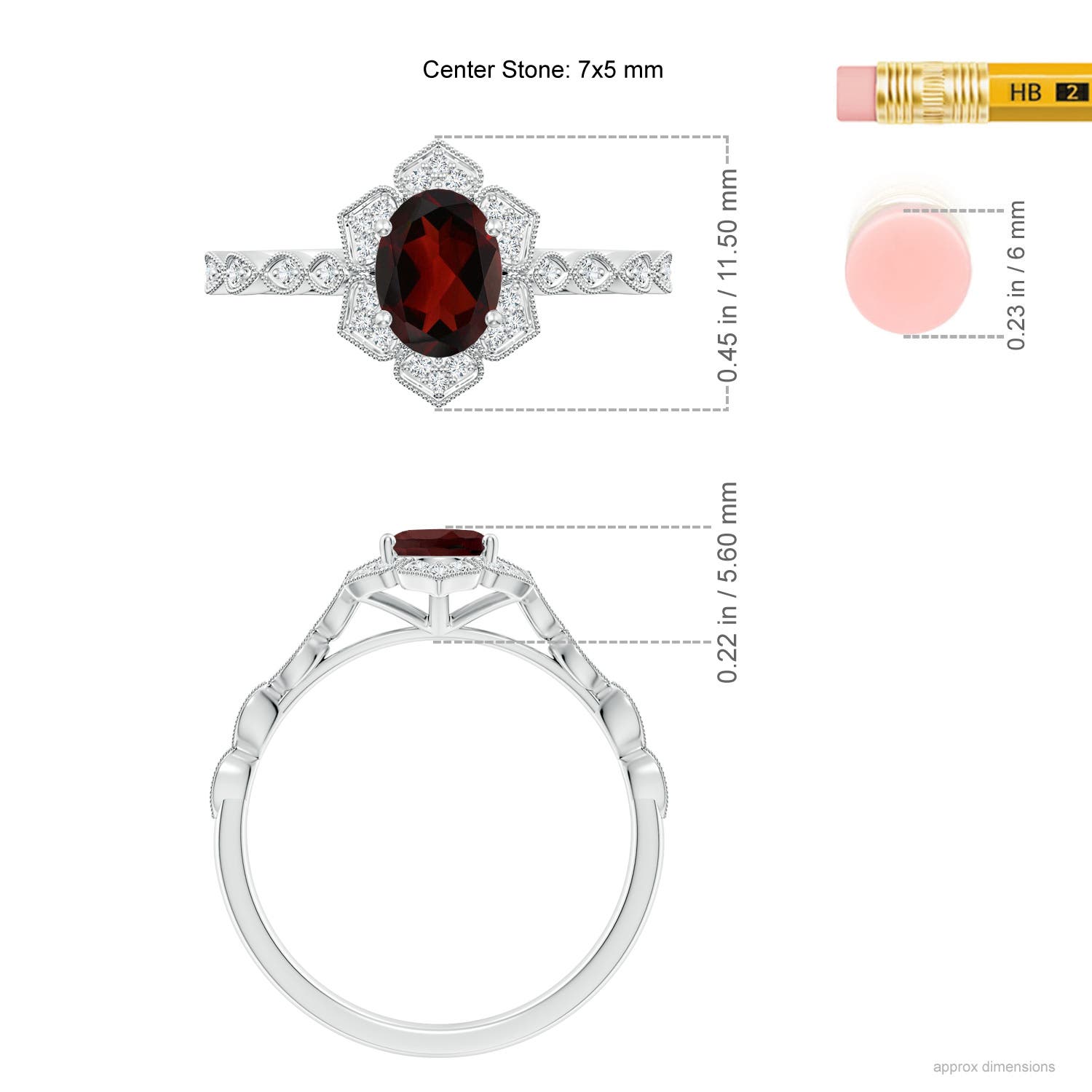 AA - Garnet / 1.03 CT / 14 KT White Gold