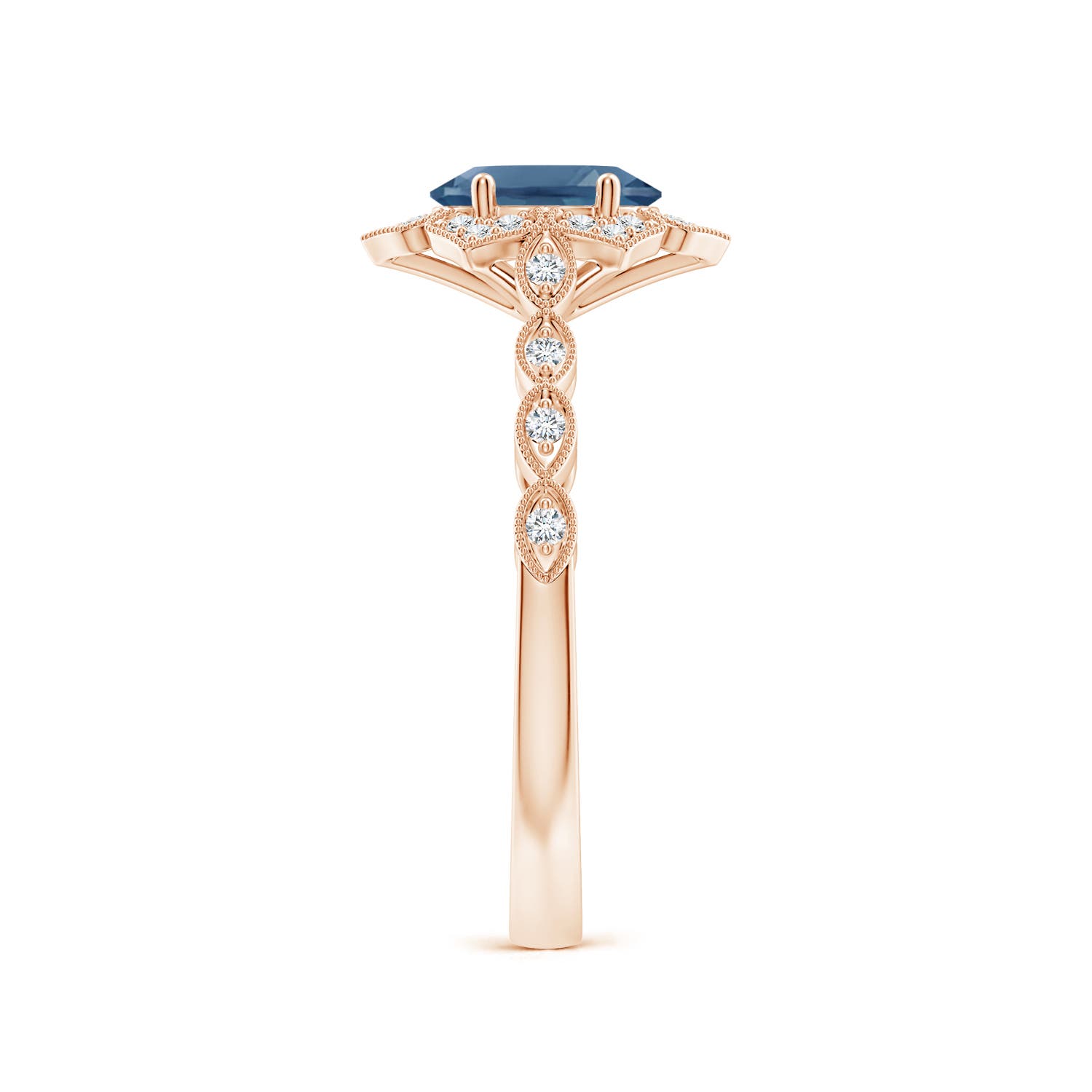 A - London Blue Topaz / 1.08 CT / 14 KT Rose Gold