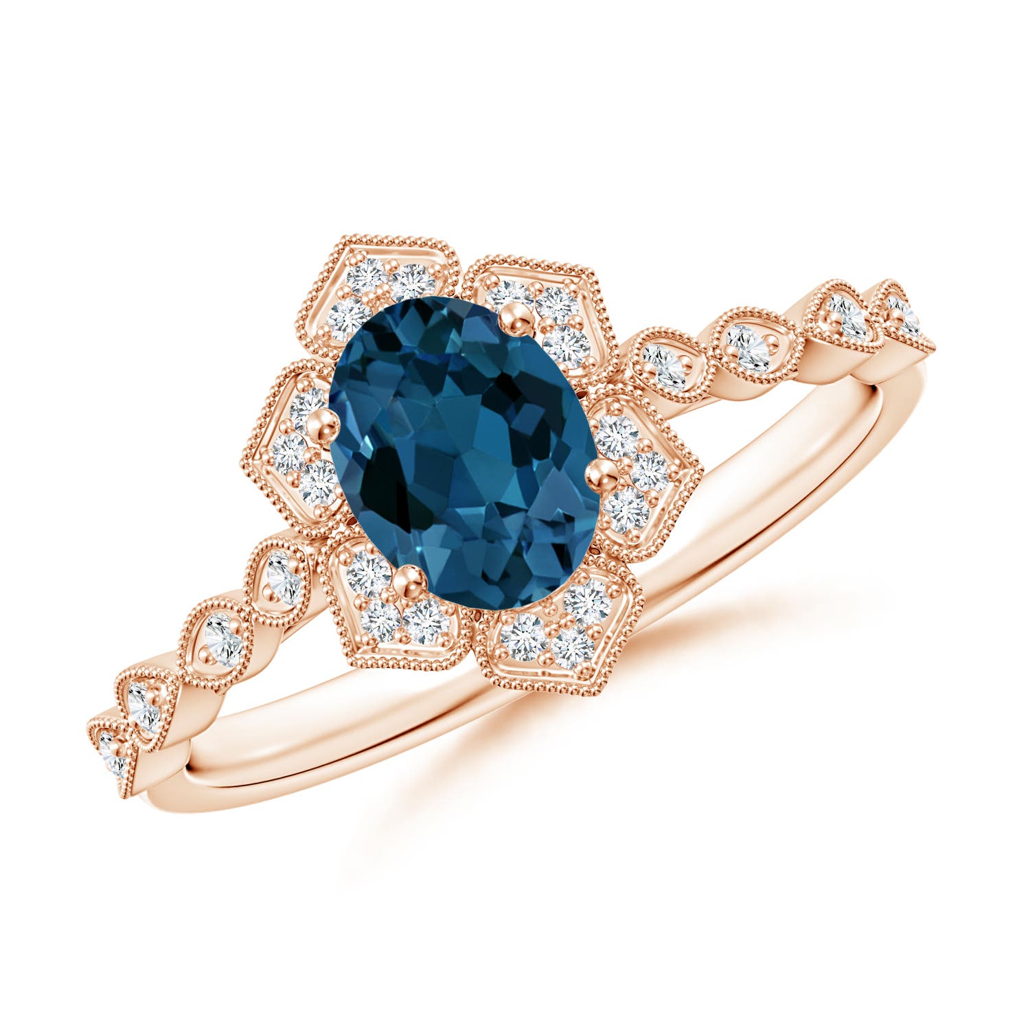 AAA - London Blue Topaz / 1.08 CT / 14 KT Rose Gold