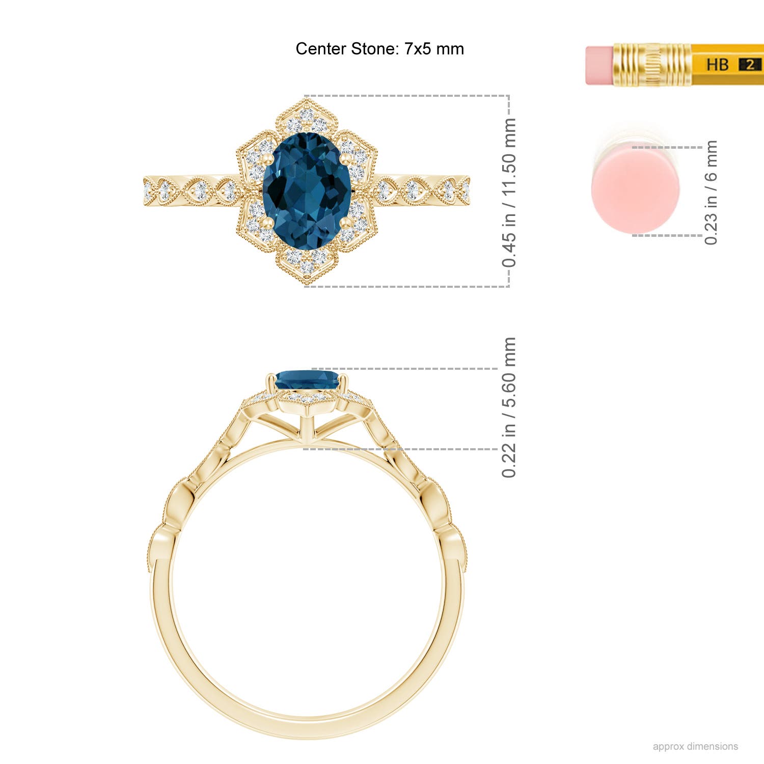 AAA - London Blue Topaz / 1.08 CT / 14 KT Yellow Gold