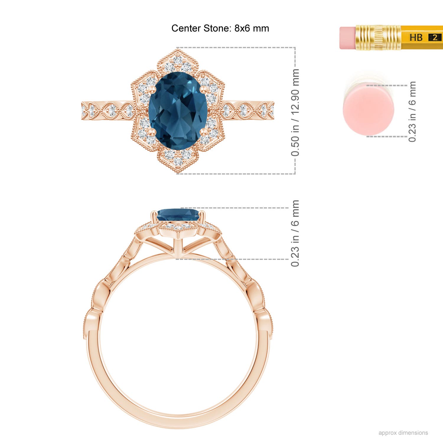 AA - London Blue Topaz / 1.68 CT / 14 KT Rose Gold