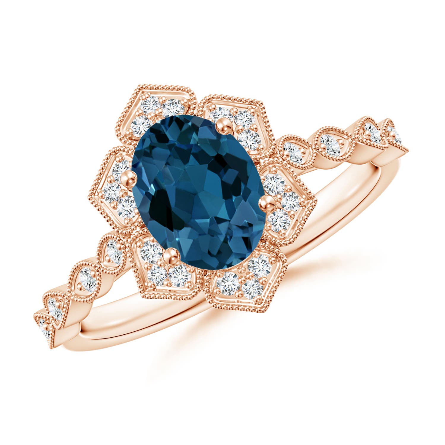 AAA - London Blue Topaz / 1.68 CT / 14 KT Rose Gold