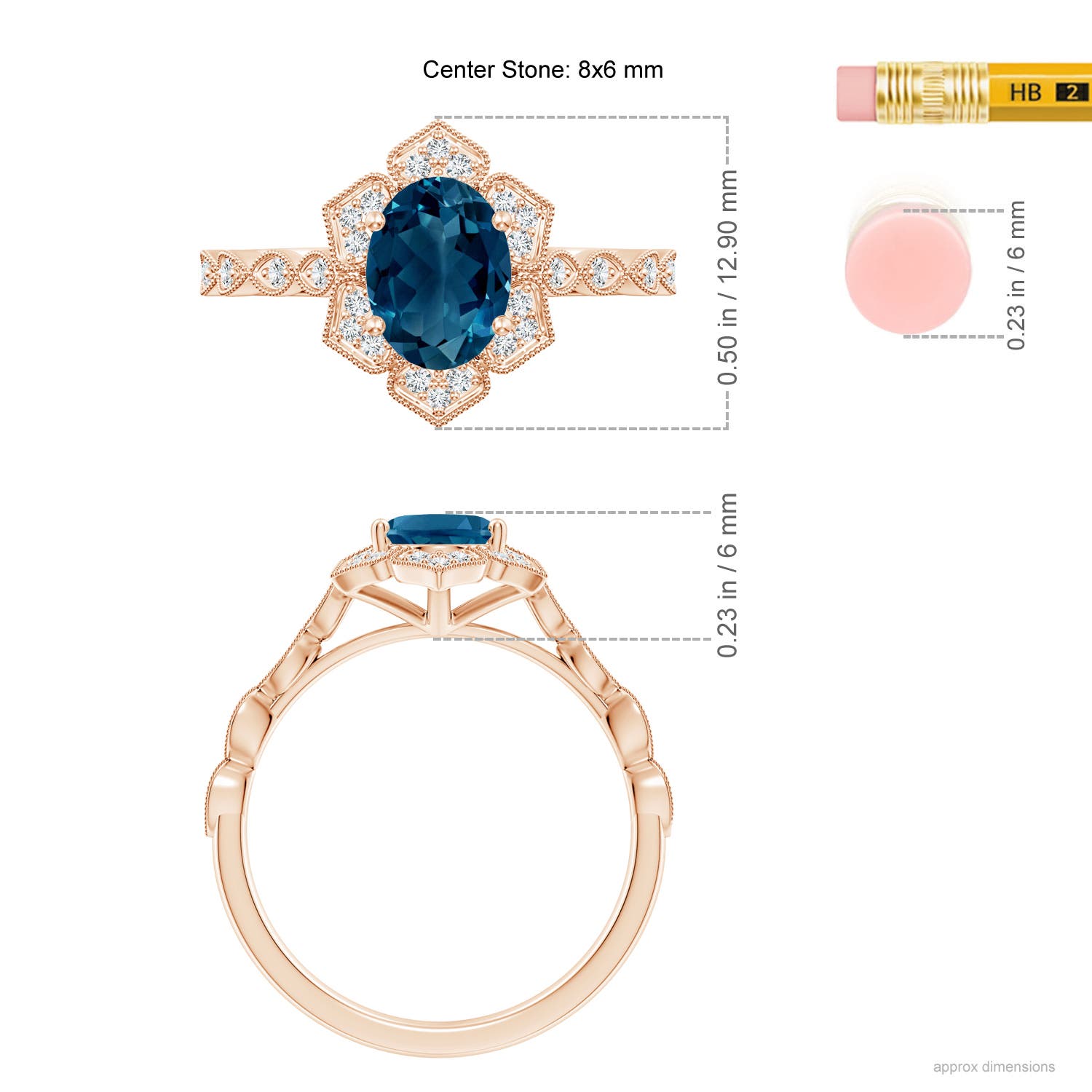 AAAA - London Blue Topaz / 1.68 CT / 14 KT Rose Gold