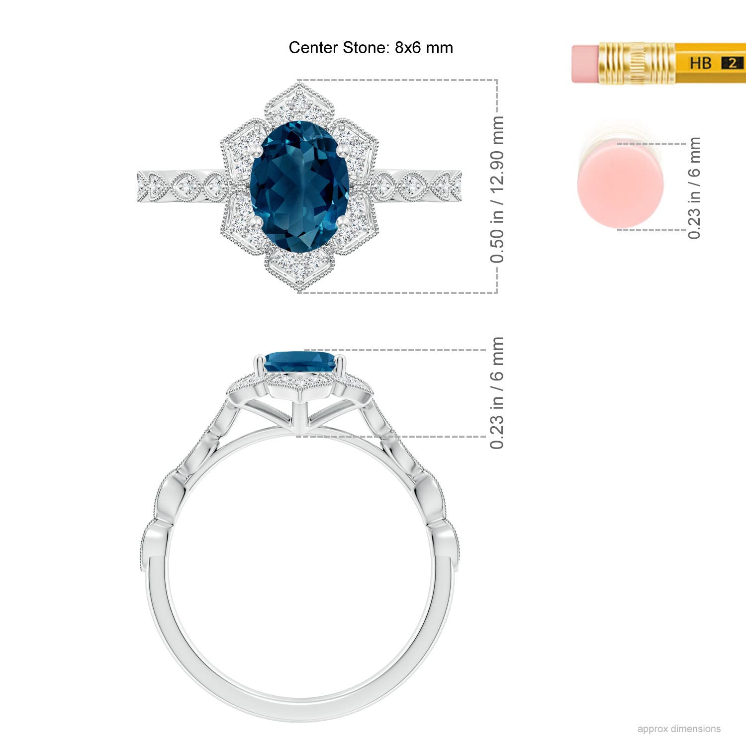 AAAA - London Blue Topaz / 1.68 CT / 14 KT White Gold