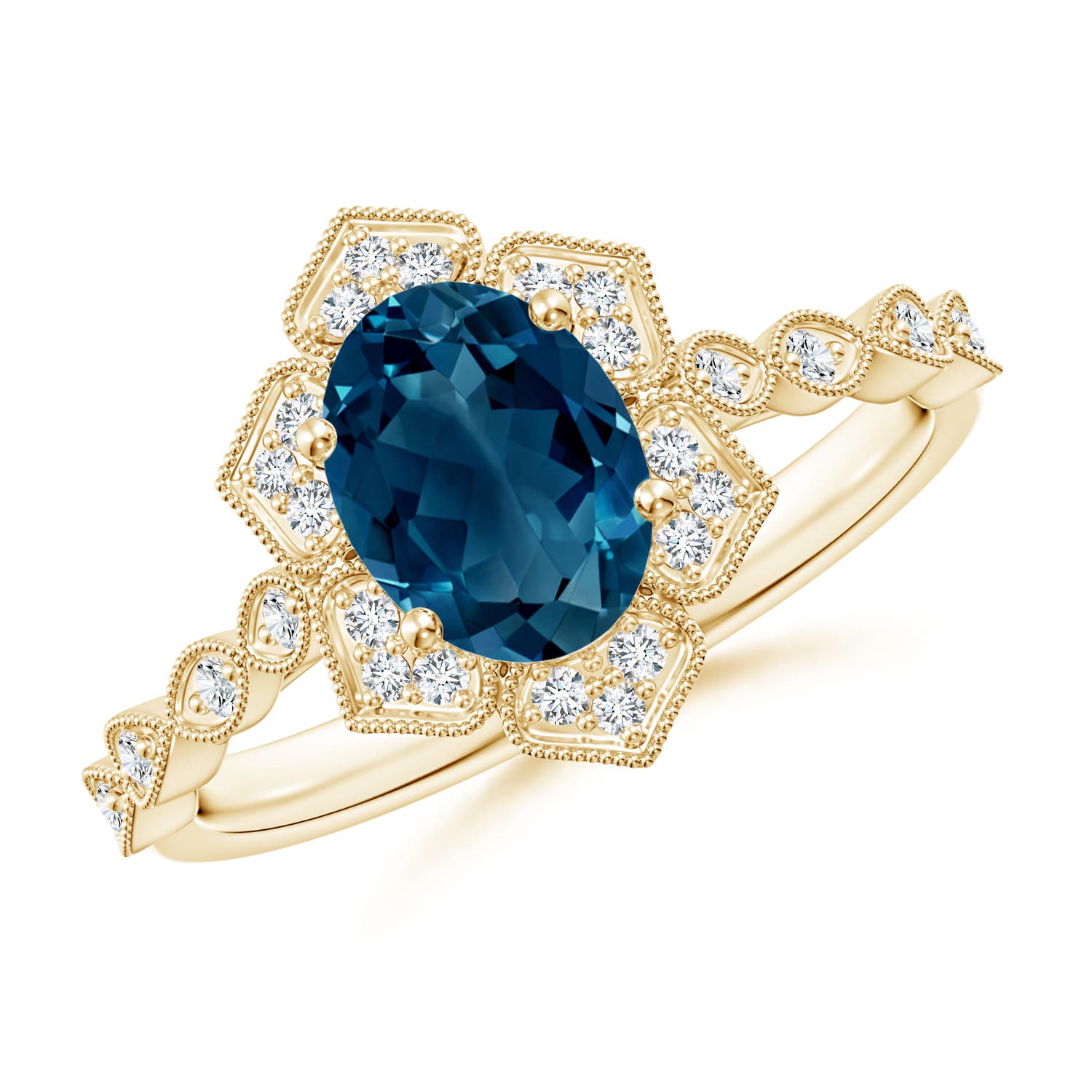 AAAA - London Blue Topaz / 1.68 CT / 14 KT Yellow Gold