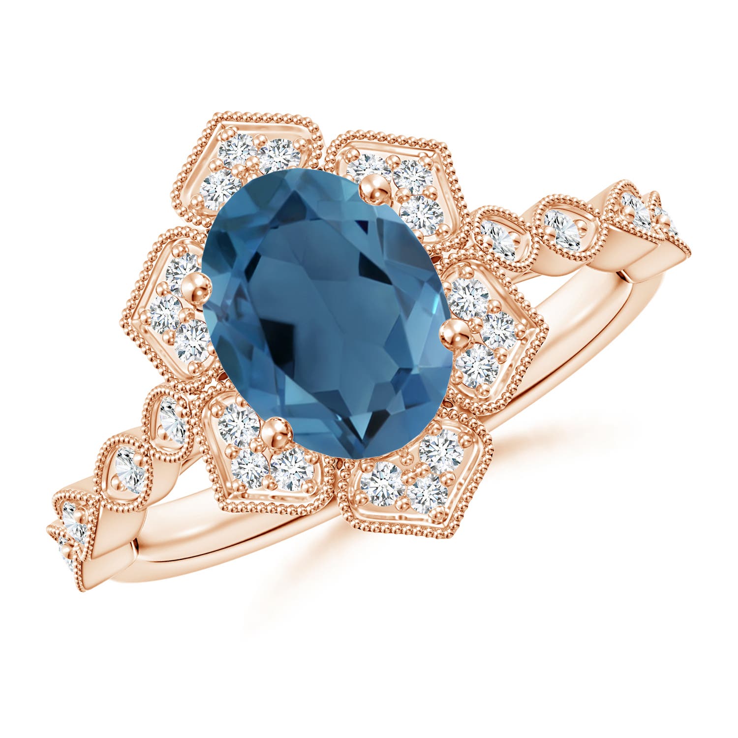 A - London Blue Topaz / 2.51 CT / 14 KT Rose Gold