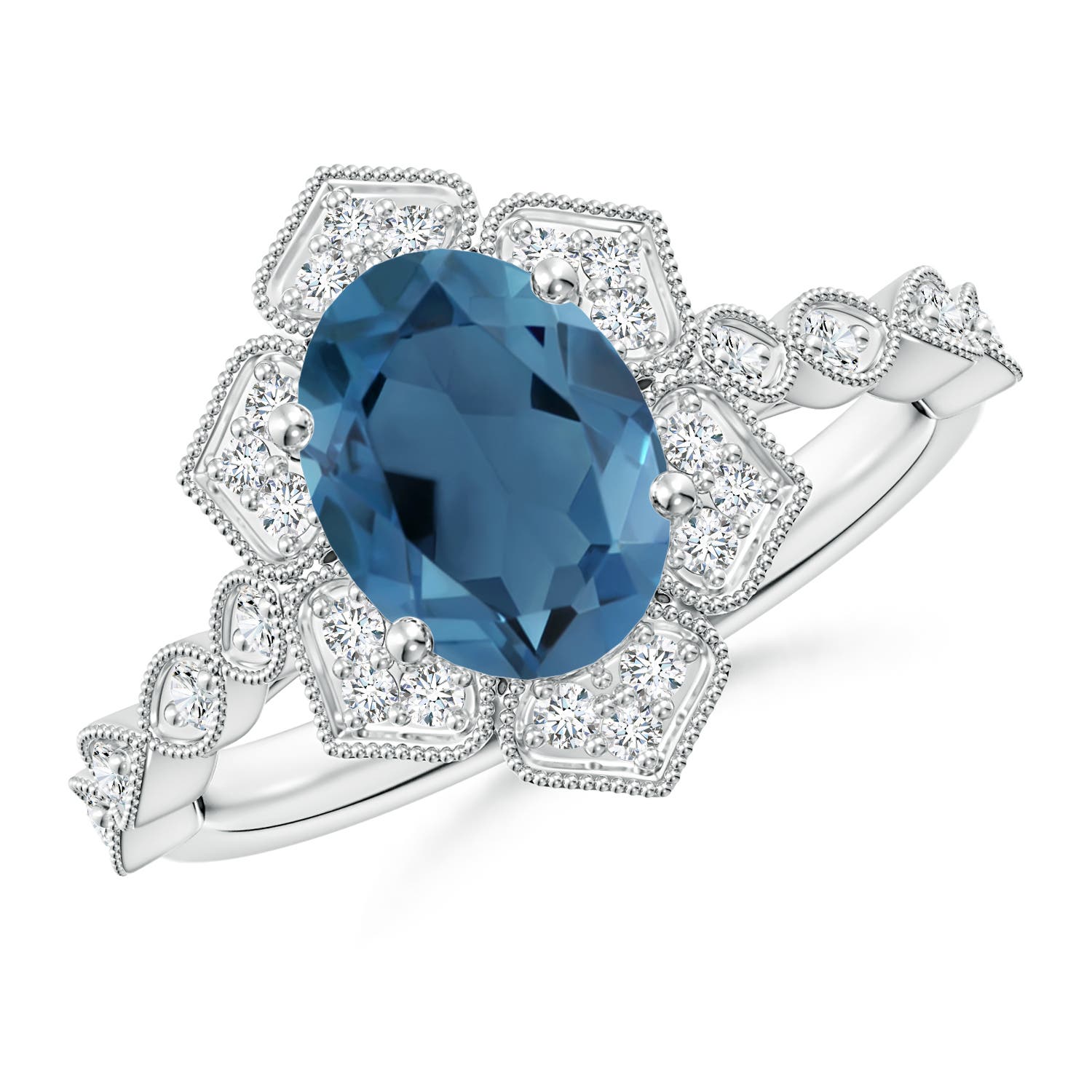 A - London Blue Topaz / 2.51 CT / 14 KT White Gold