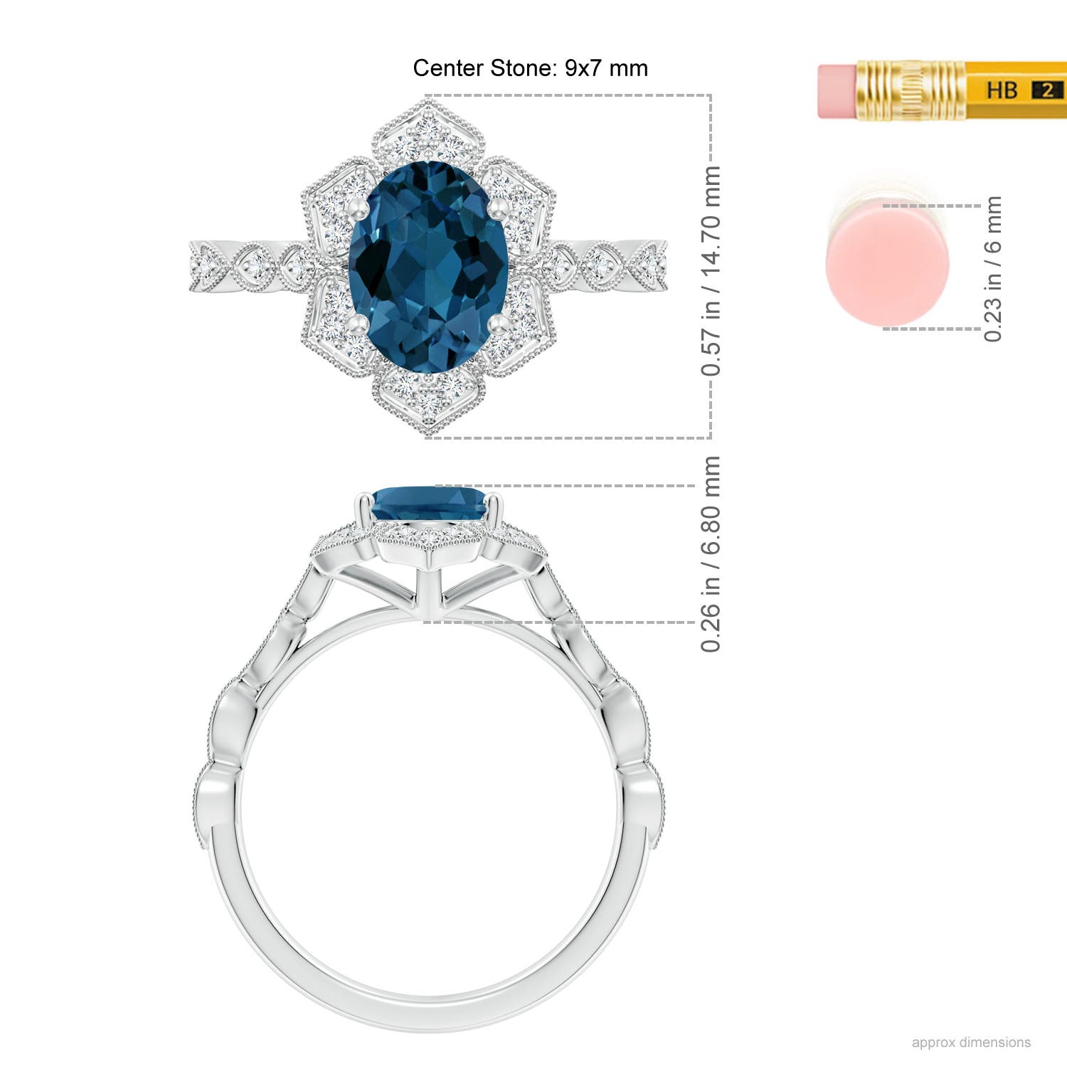 AAA - London Blue Topaz / 2.51 CT / 14 KT White Gold