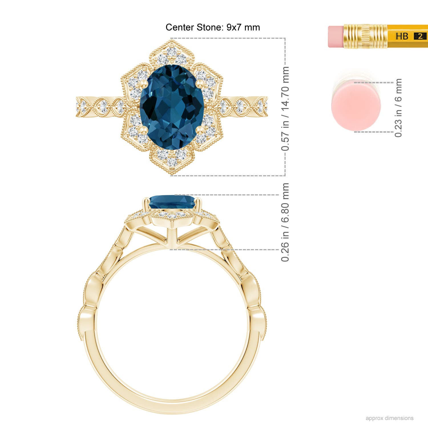 AAA - London Blue Topaz / 2.51 CT / 14 KT Yellow Gold