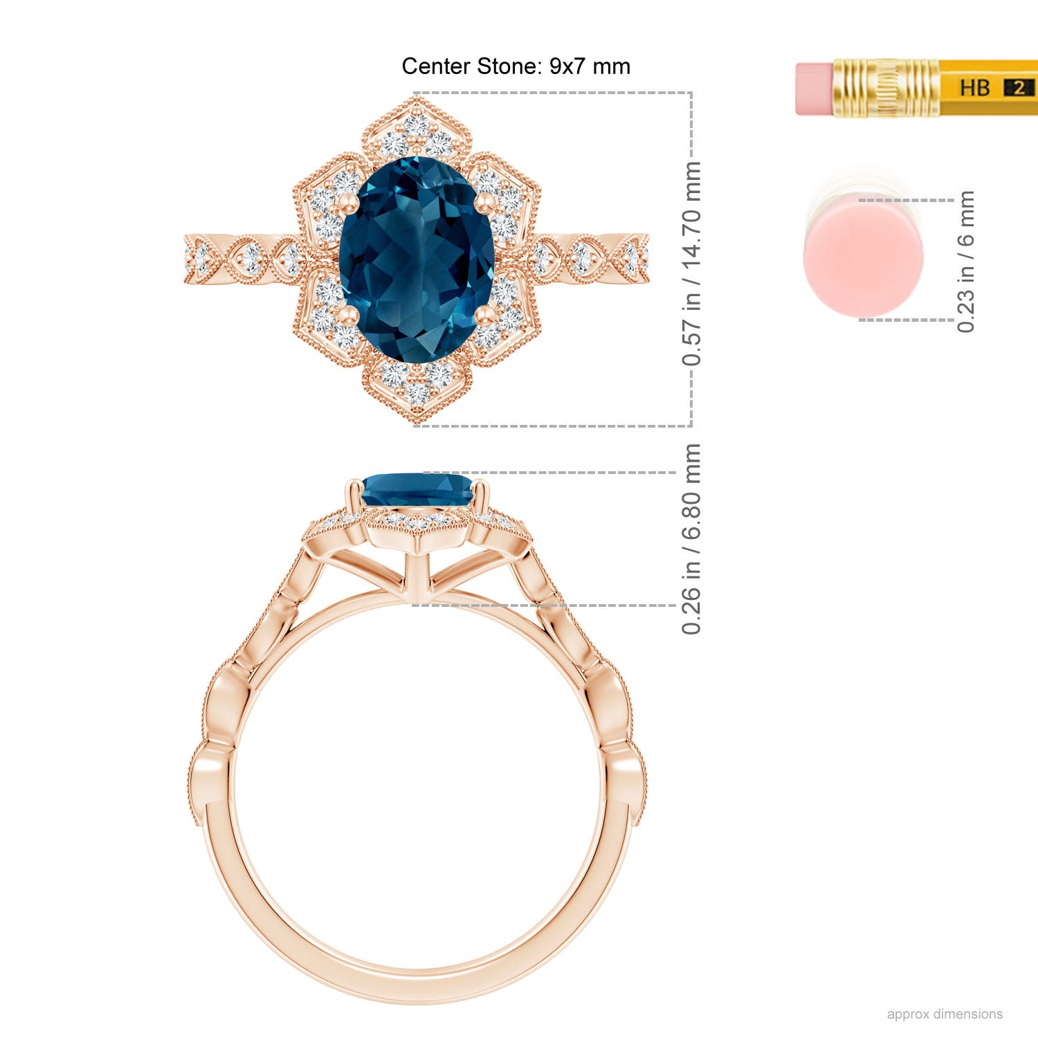 AAAA - London Blue Topaz / 2.51 CT / 14 KT Rose Gold