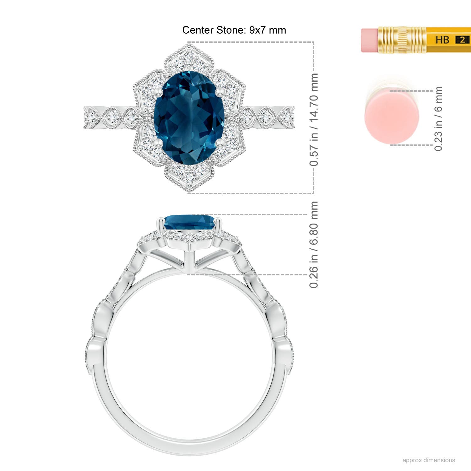 AAAA - London Blue Topaz / 2.51 CT / 14 KT White Gold