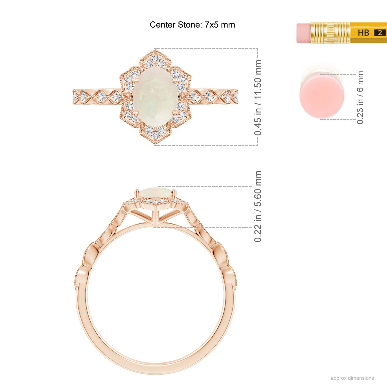 A - Opal / 0.58 CT / 14 KT Rose Gold